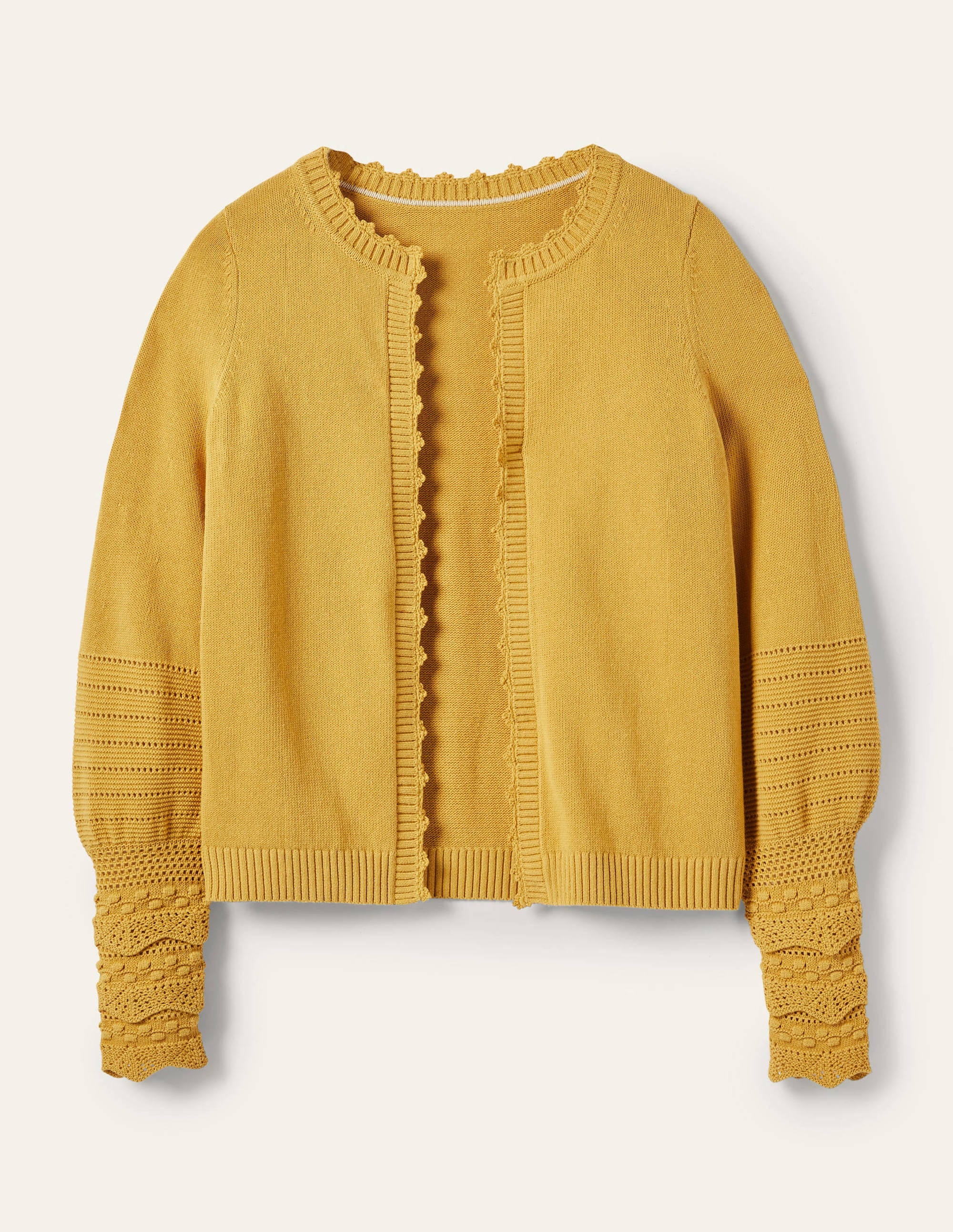 Strickcardigan mit Detail am Ärmel-Buttergelb - Image 5
