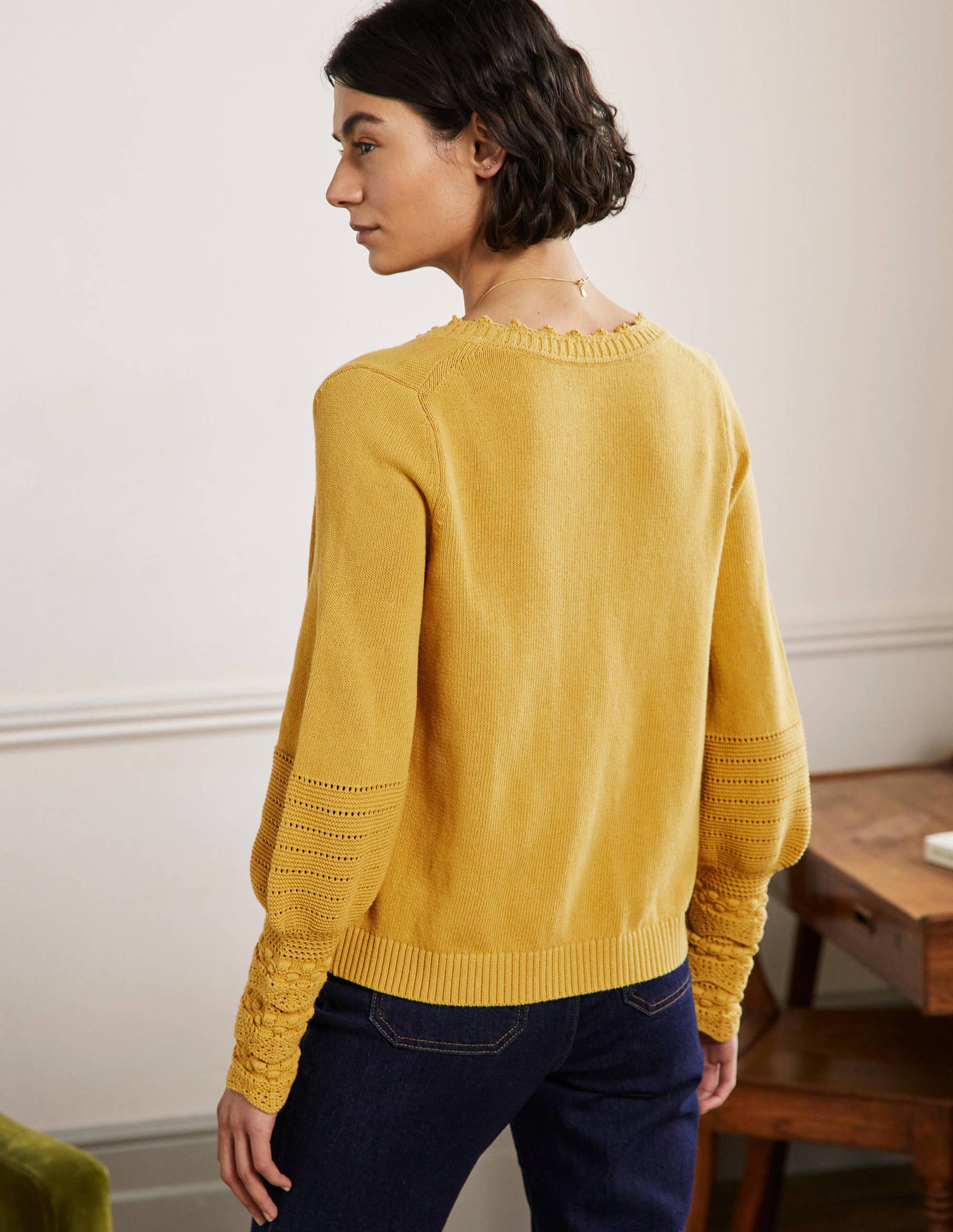 Strickcardigan mit Detail am Ärmel-Buttergelb - Image 3
