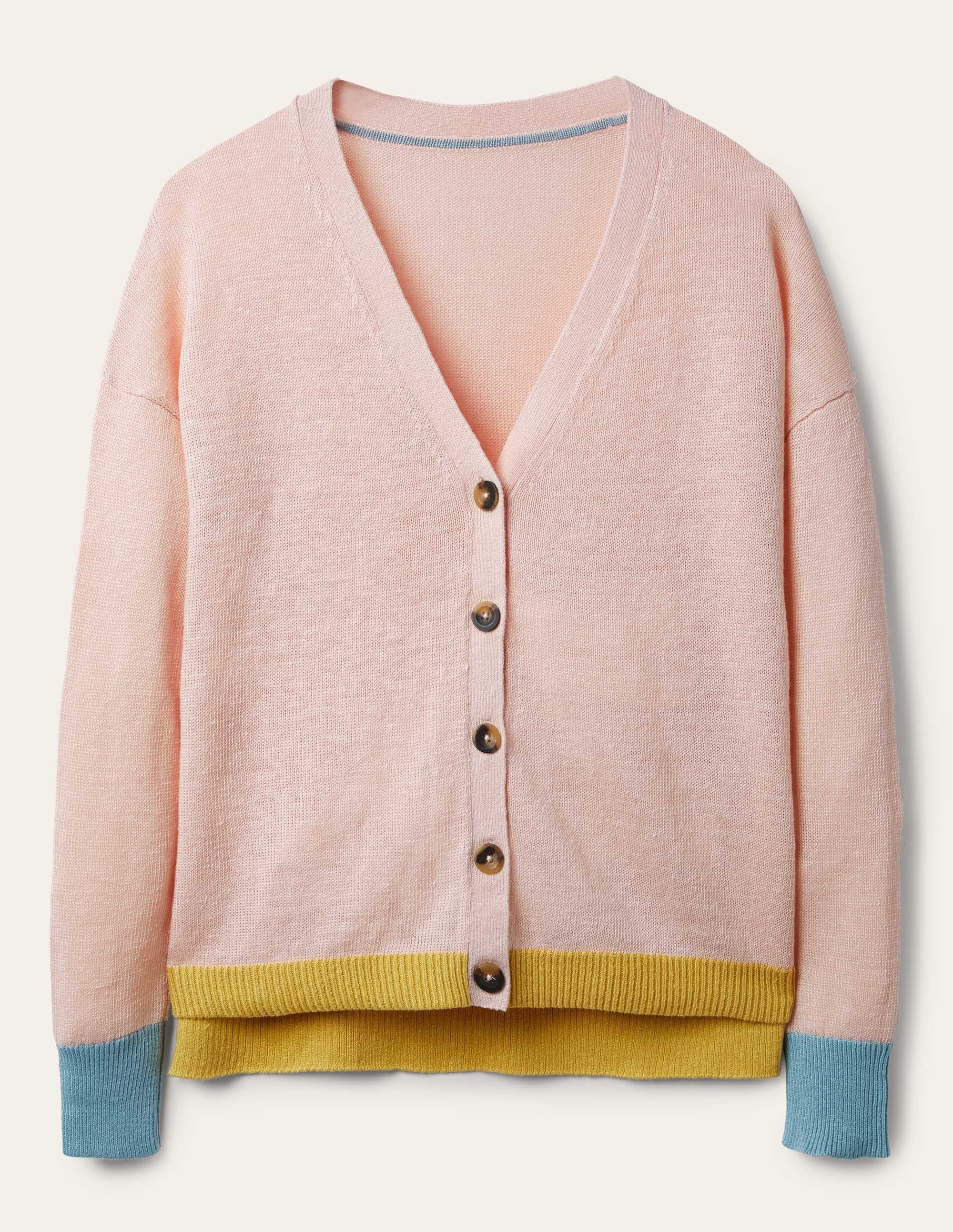 Leinen-Cardigan mit Blockfarben-Milchshake, Blockfarben - Image 6