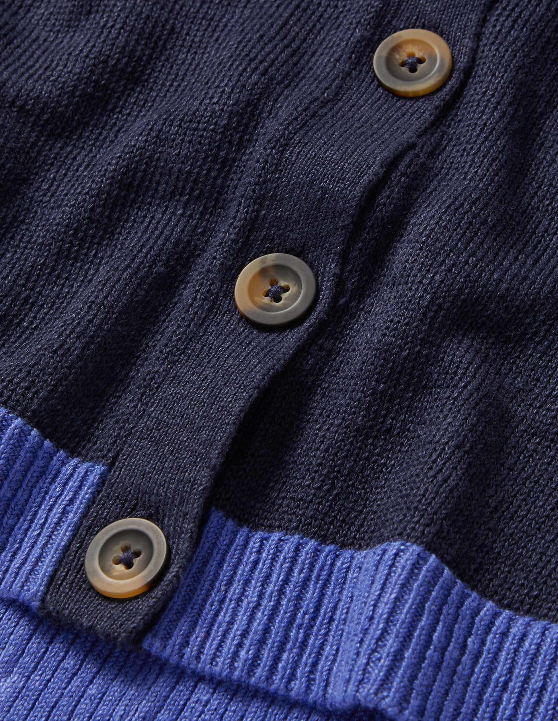 Leinen-Cardigan mit Blockfarben-Navy, Blockfarben-5