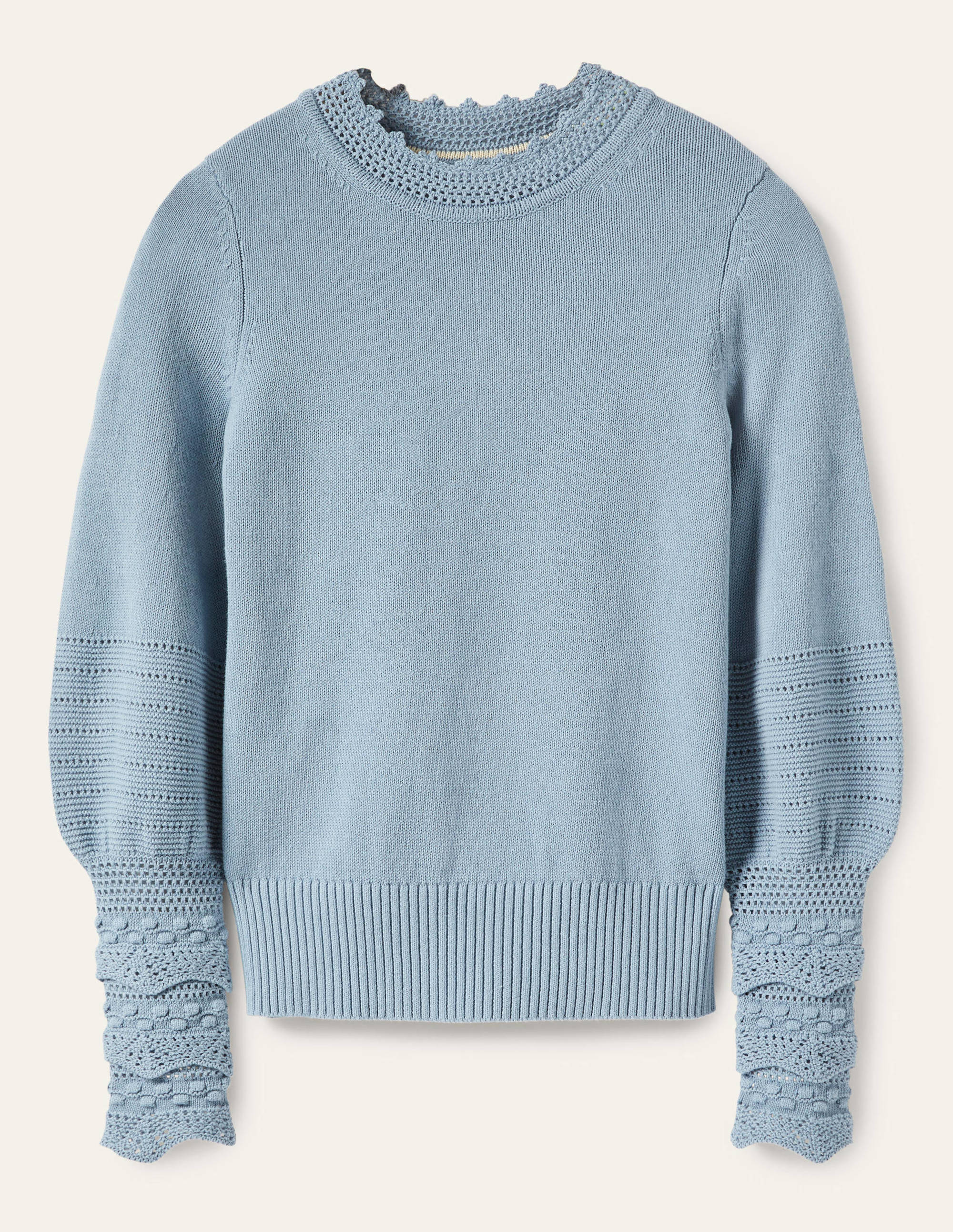 Strickpullover mit Detail am Ärmel-Bergquellenblau - Image 6