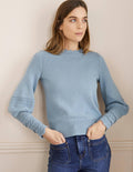 Strickpullover mit Detail am Ärmel-Bergquellenblau