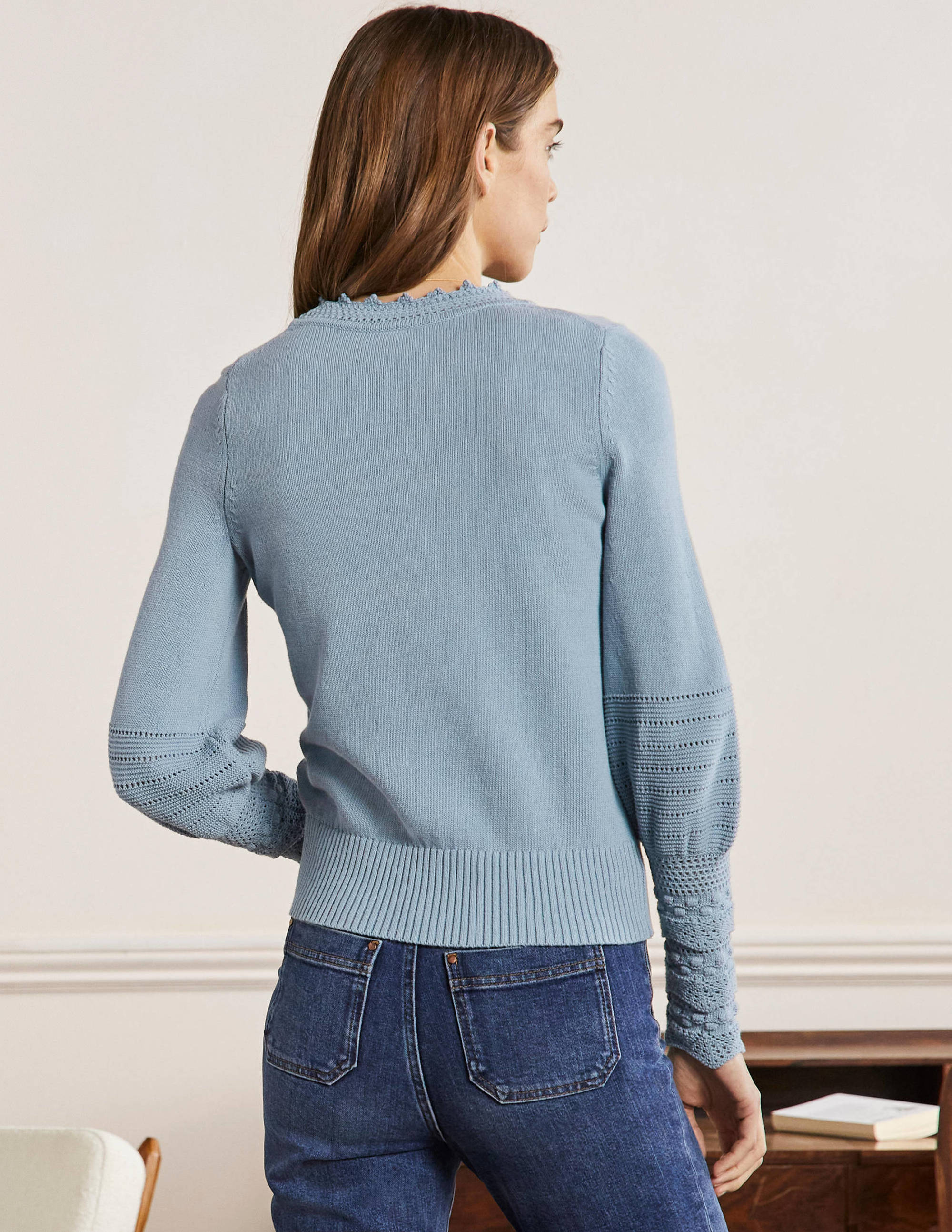 Strickpullover mit Detail am Ärmel-Bergquellenblau - Image 3
