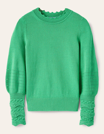 Strickpullover mit Detail am Ärmel-Grüne Lagune
