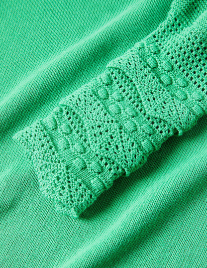 Strickpullover mit Detail am Ärmel-Grüne Lagune