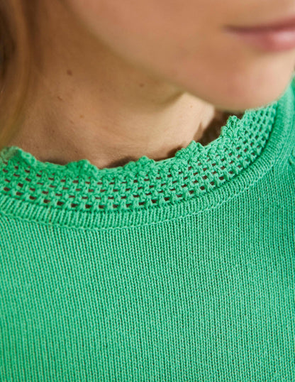 Strickpullover mit Detail am Ärmel-Grüne Lagune