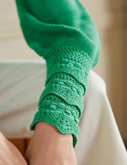 Strickpullover mit Detail am Ärmel-Grüne Lagune