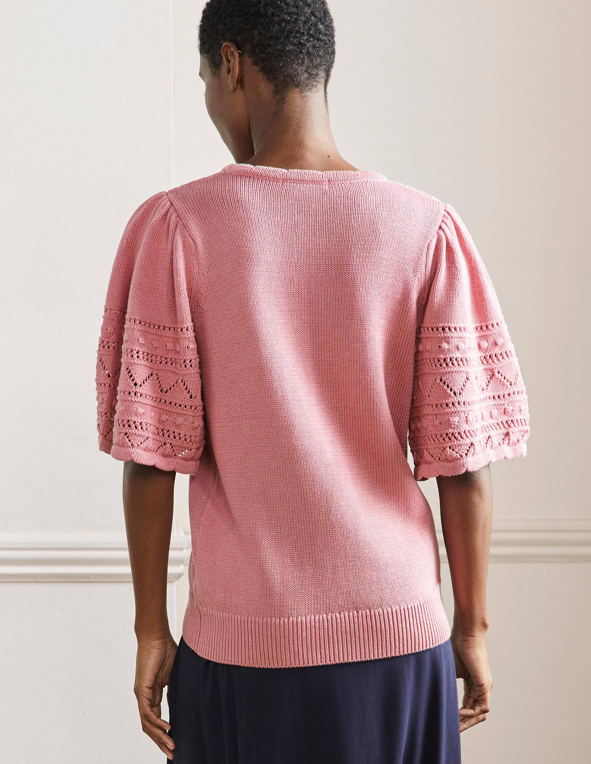 Häkel-Pullover mit weiten Ärmeln-Kirschblütenrosa - Image 3
