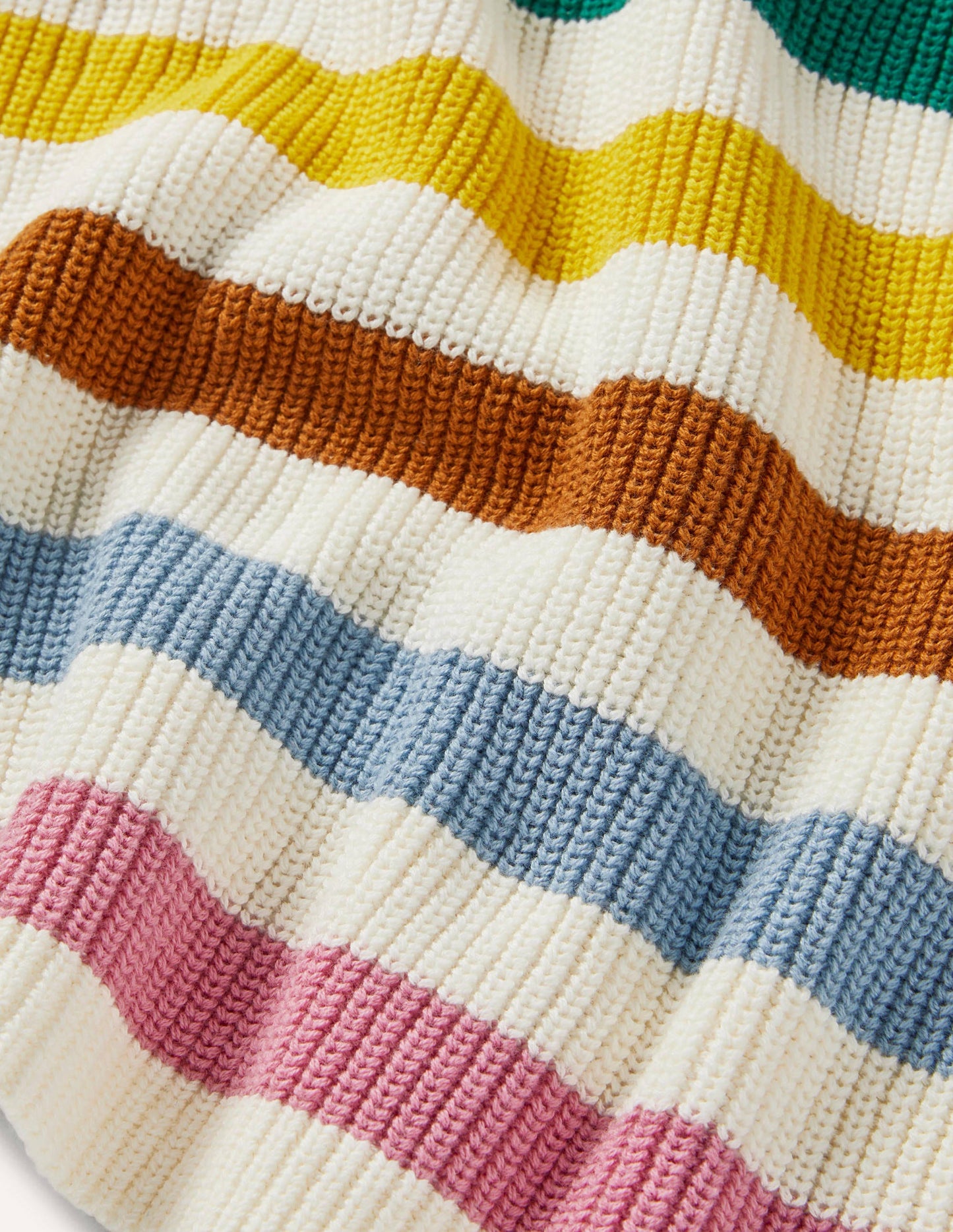 Gestreifter Pullover mit weiten Ärmeln-Naturweiß, Regenbogenstreifen