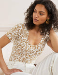 Printed Scoop Knitted T-Shirt-Frankincense, Flora Charm
