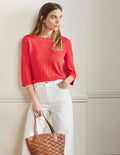 Pull oversize en lin-Coquelicot vif