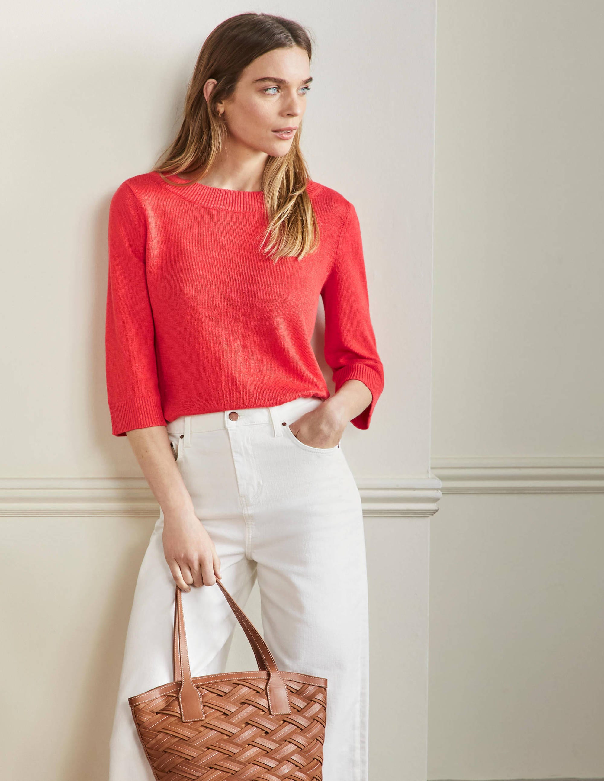 Pull oversize en lin-Coquelicot vif - Image 1