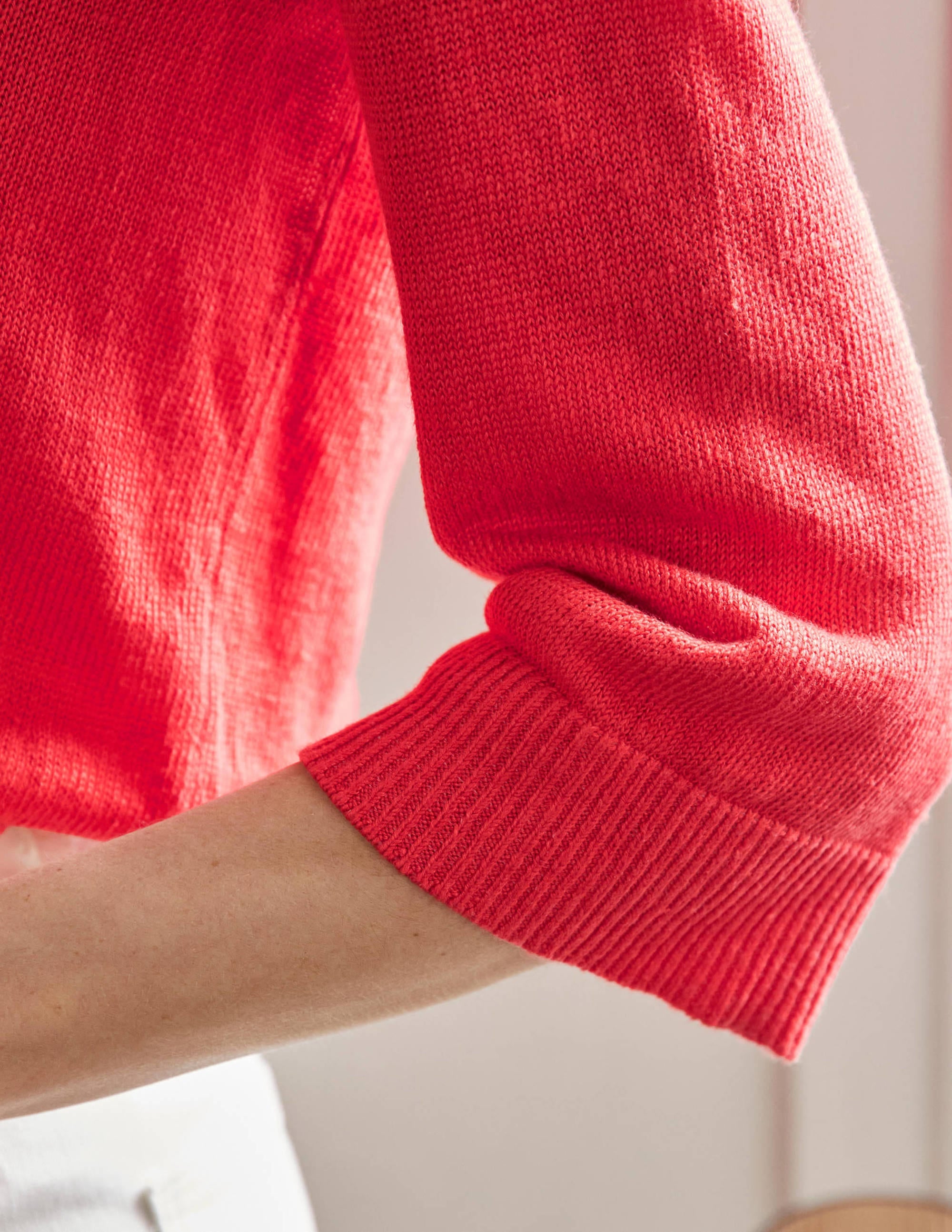 Pull oversize en lin-Coquelicot vif - Image 2