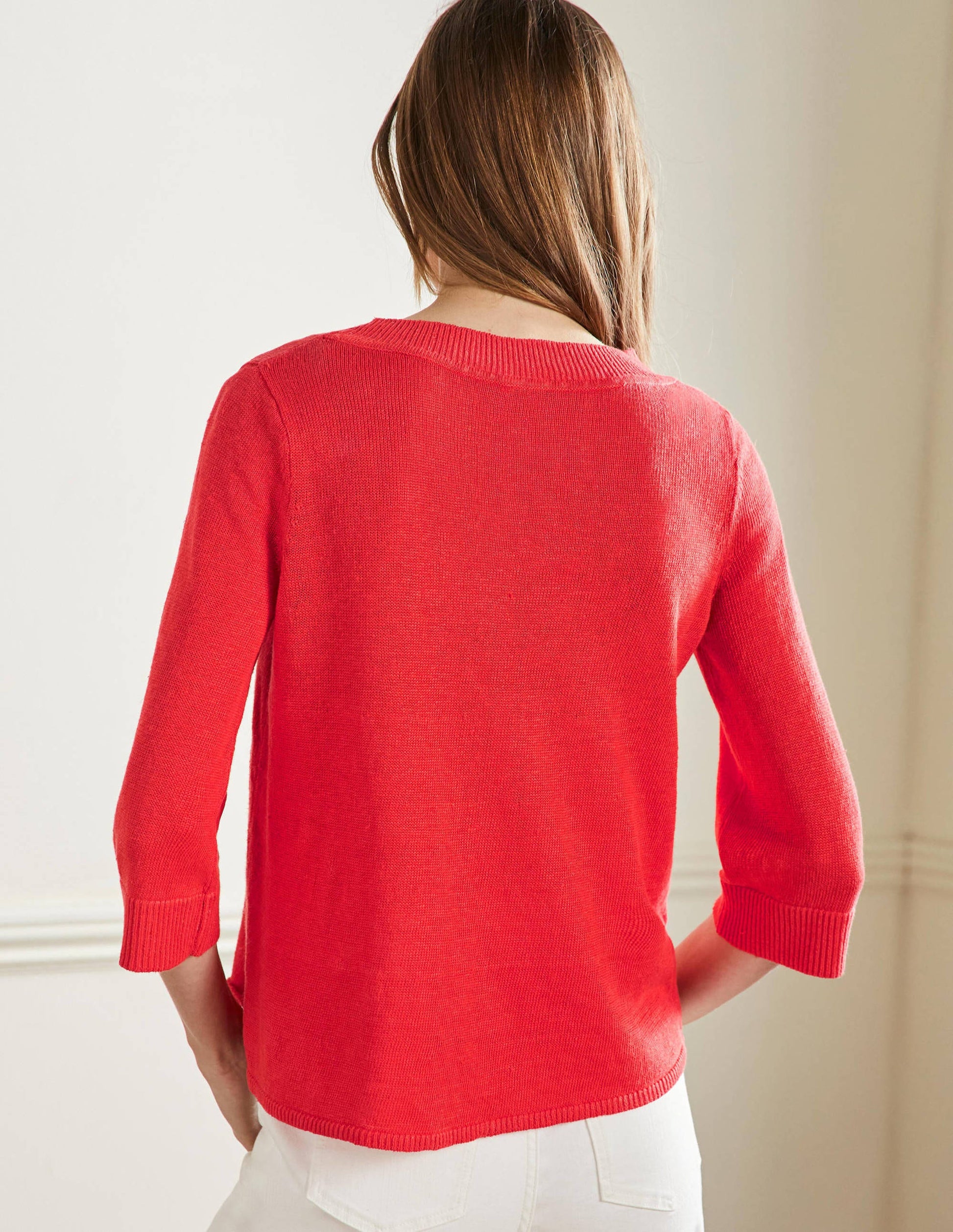 Pull oversize en lin-Coquelicot vif-3