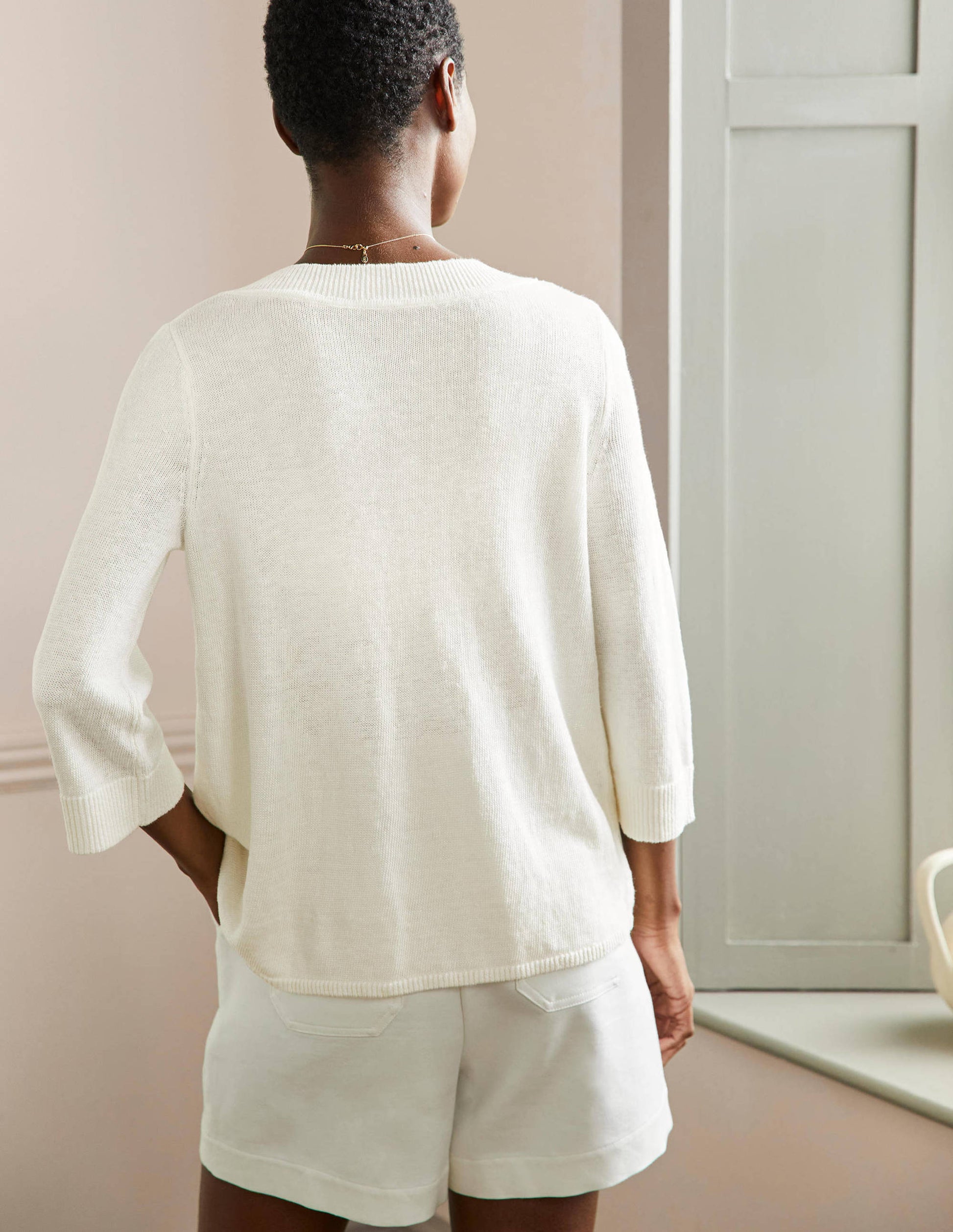 Oversize-Pullover aus Leinen-Naturweiß-3