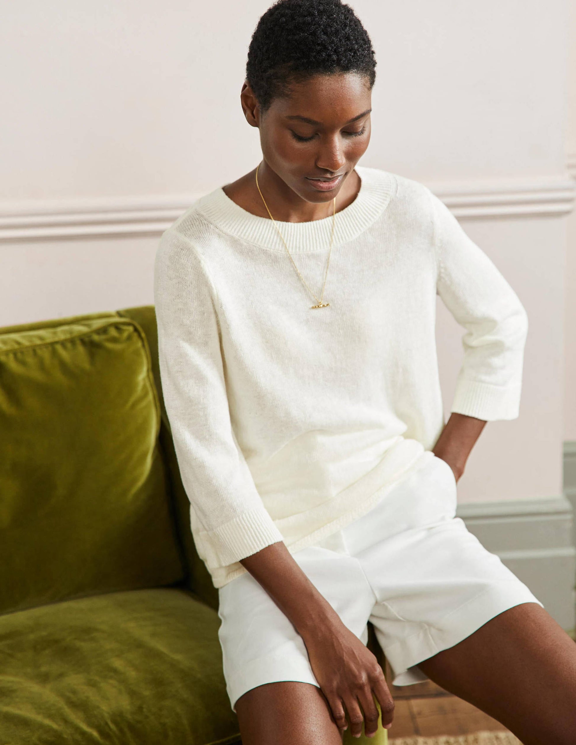Oversize-Pullover aus Leinen-Naturweiß-4