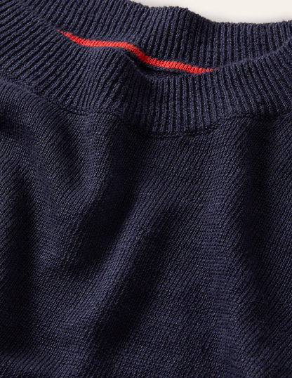 Oversize-Pullover aus Leinen-Marineblau