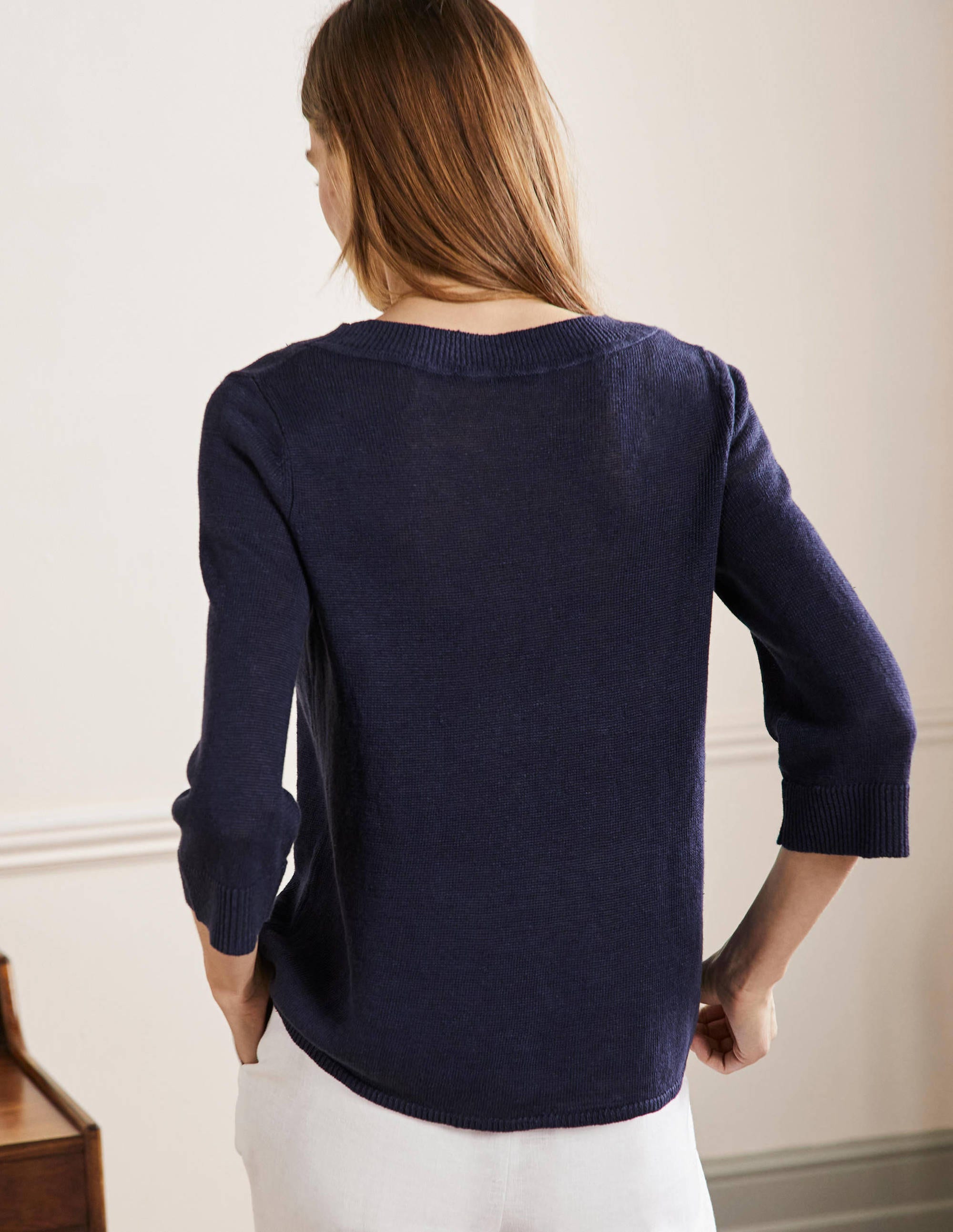 Oversize-Pullover aus Leinen-Marineblau - Image 3