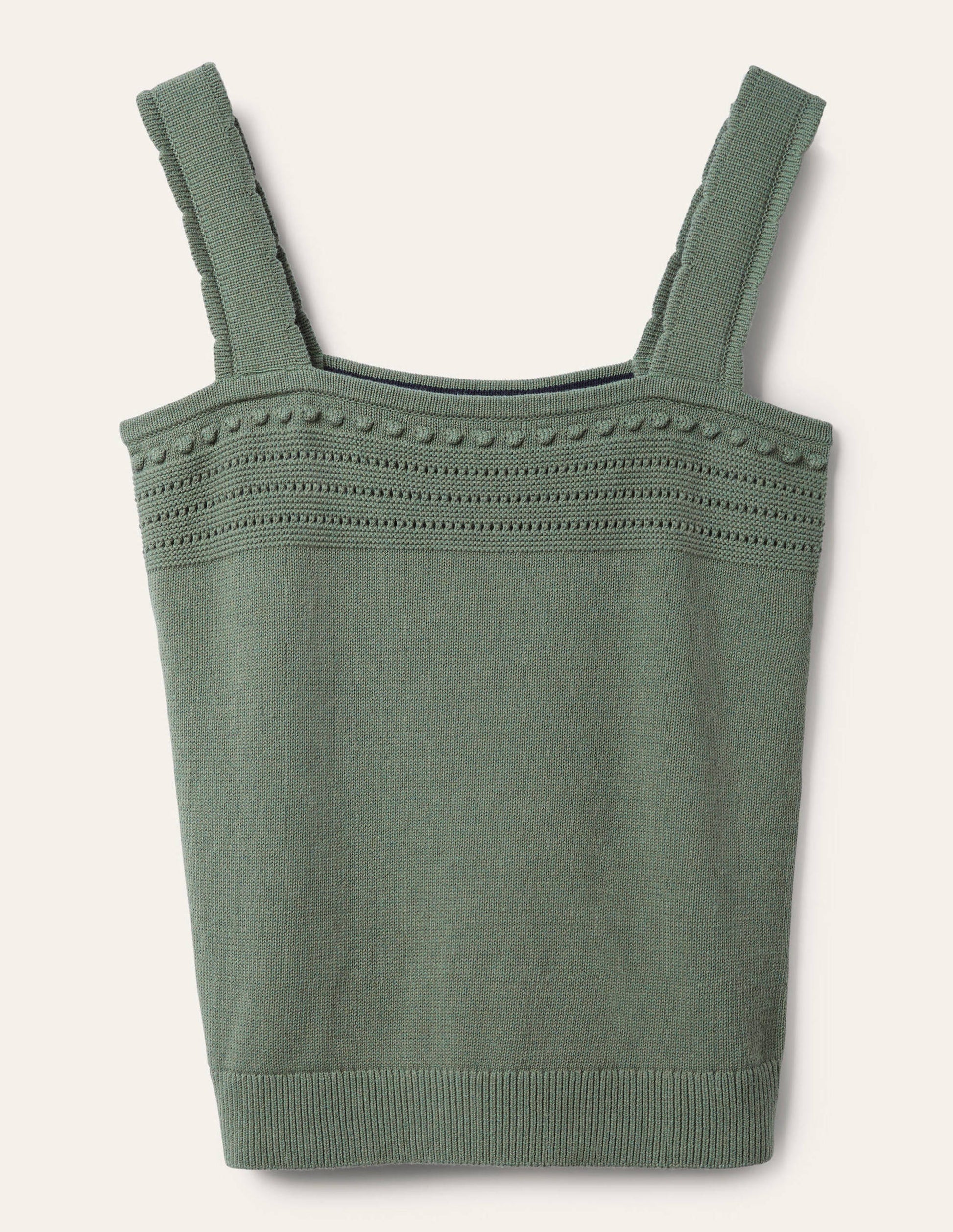 Ärmelloses Strickoberteil mit Häkeldetails-Erlengrün-5