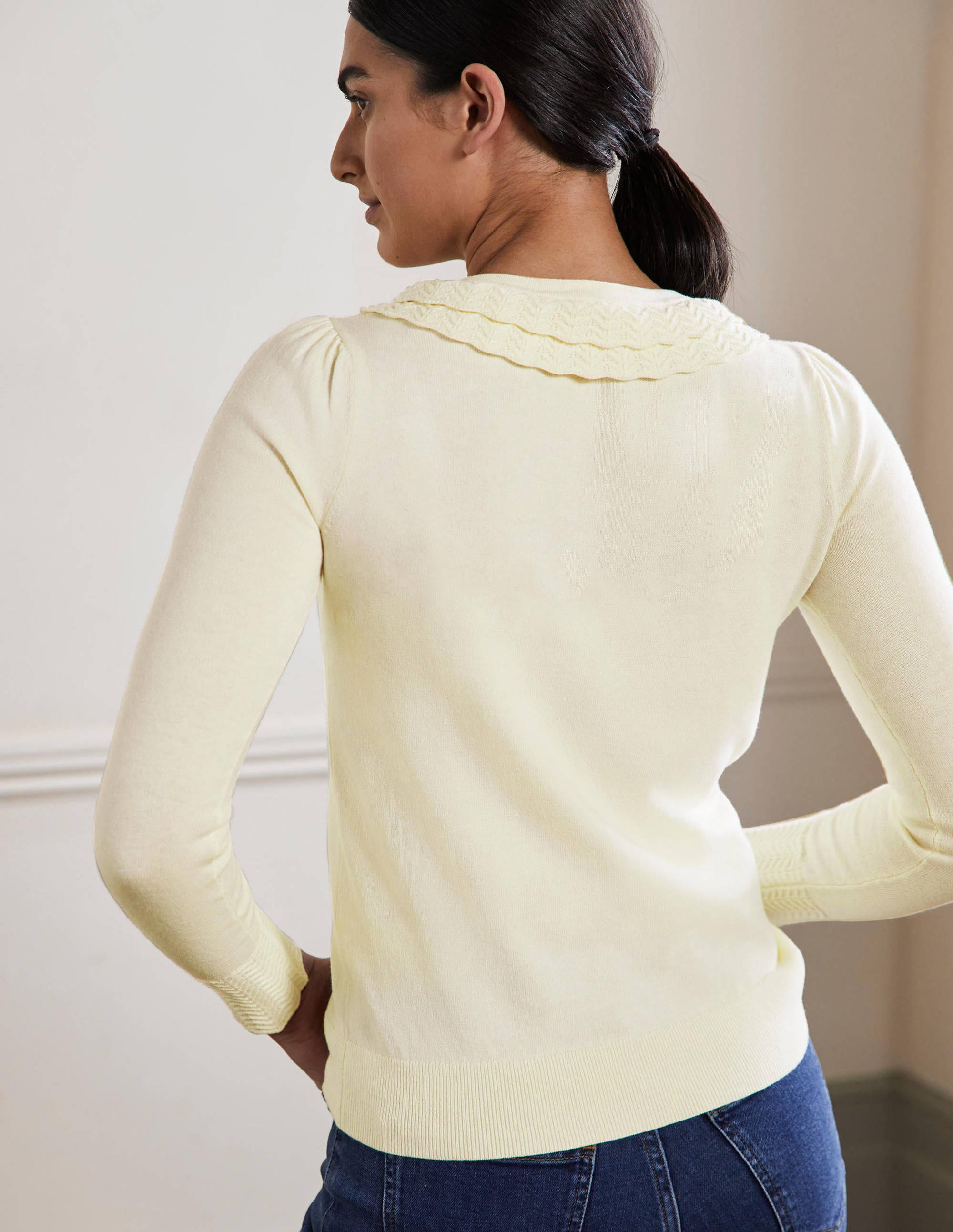 Cardigan mit Kragendetail-Naturweiß - Image 3