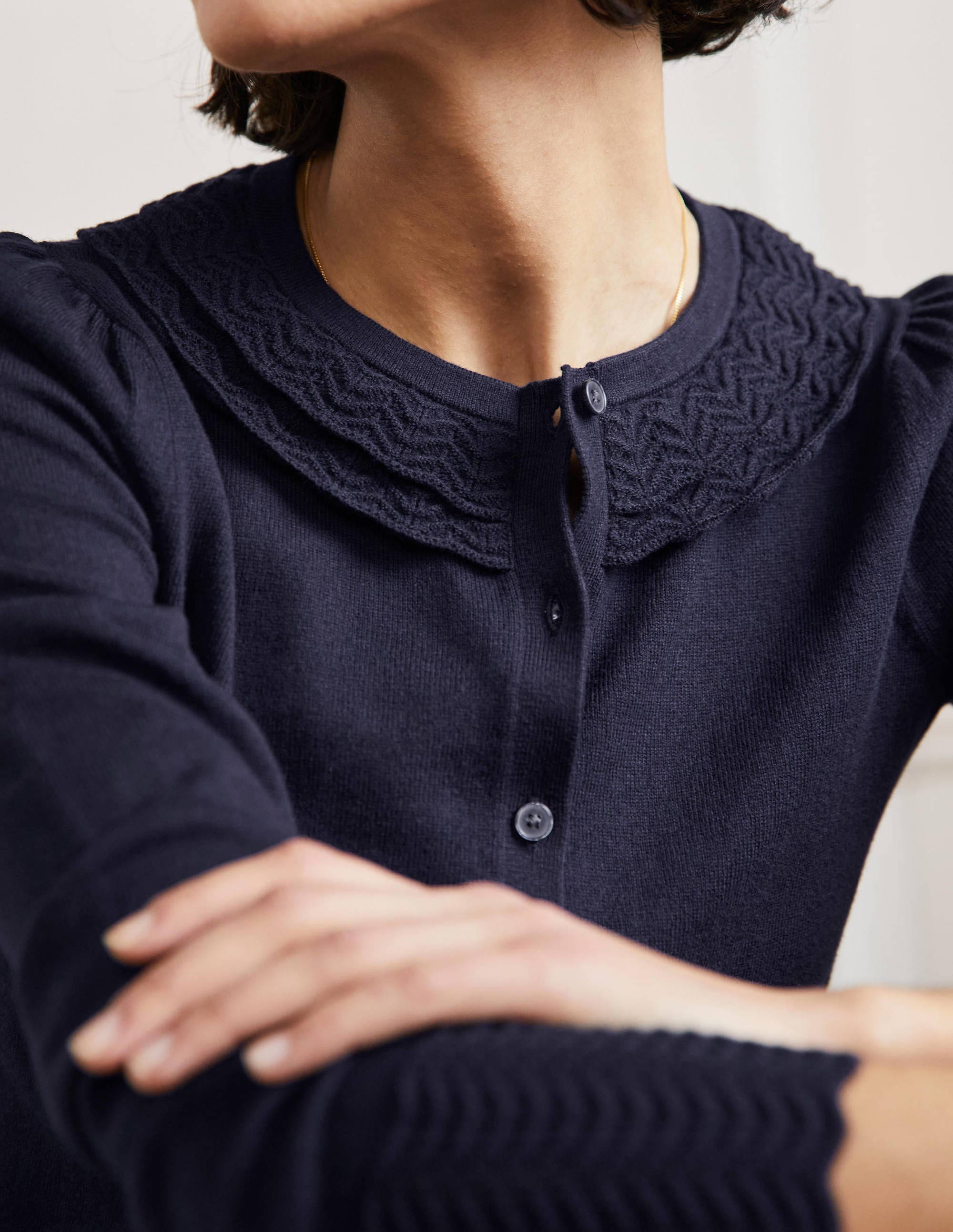 Gilet à col ornementé-Bleu marine - Image 2