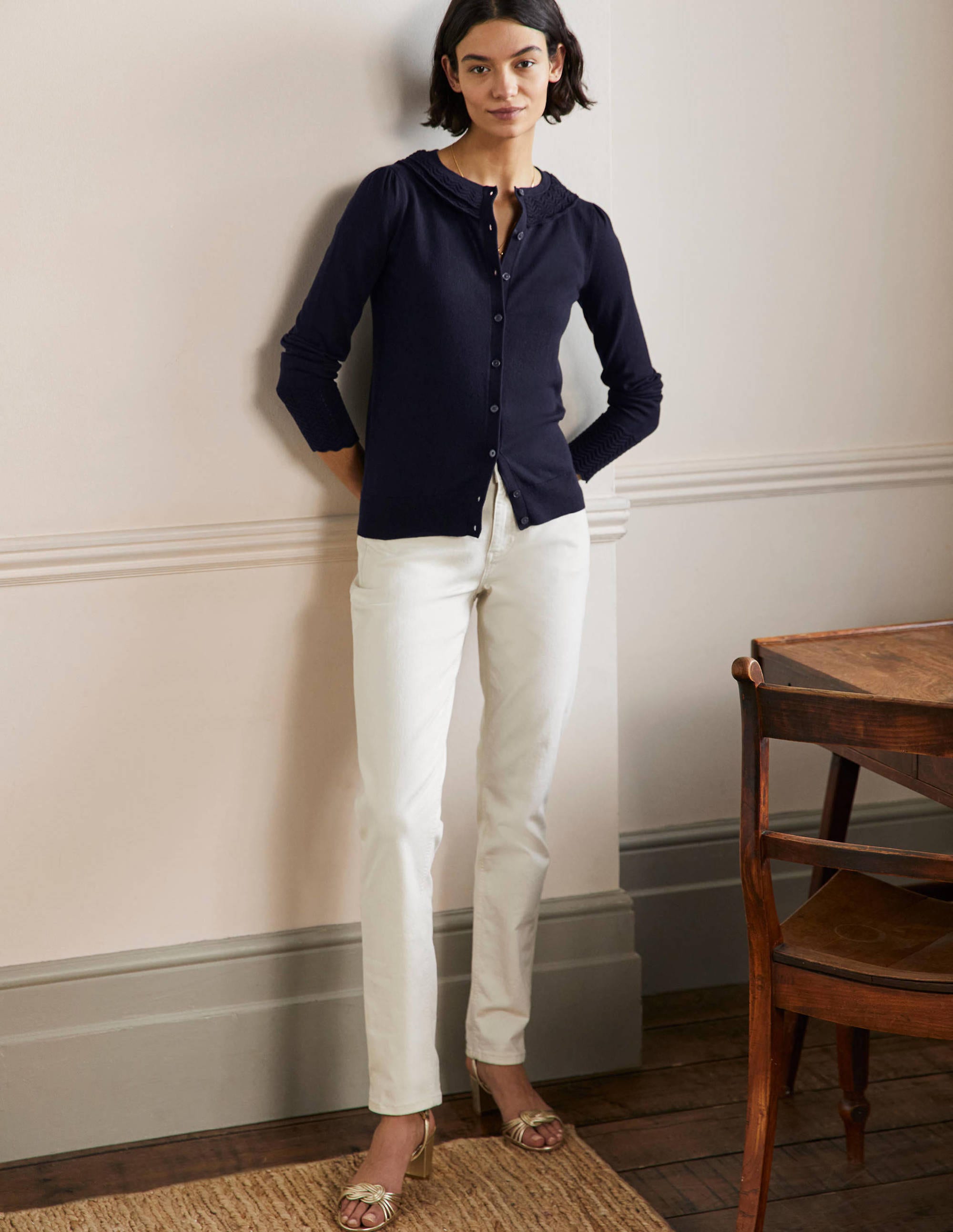 Gilet à col ornementé-Bleu marine - Image 4