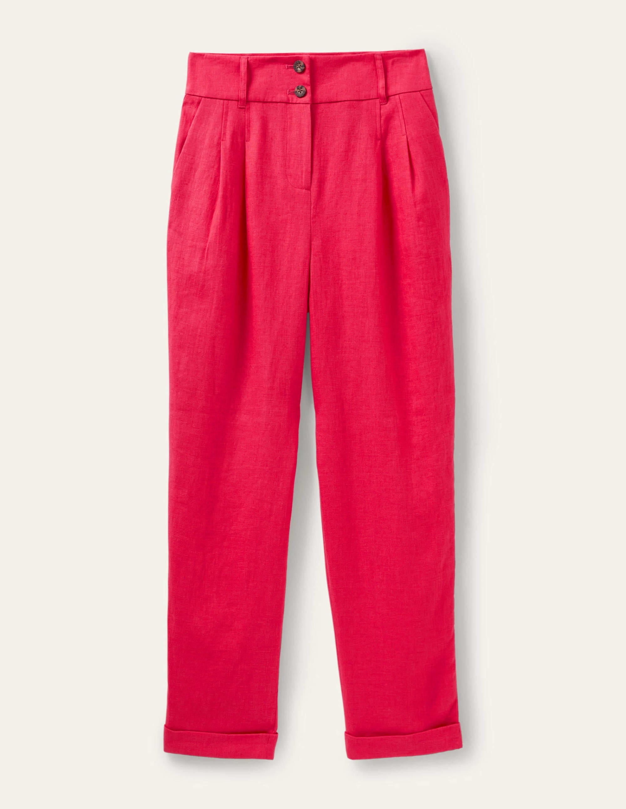 Leinenhose mit umgeschlagenen Bündchen-Rettichrot - Image 5