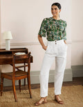 Turn Up Linen Trousers-White