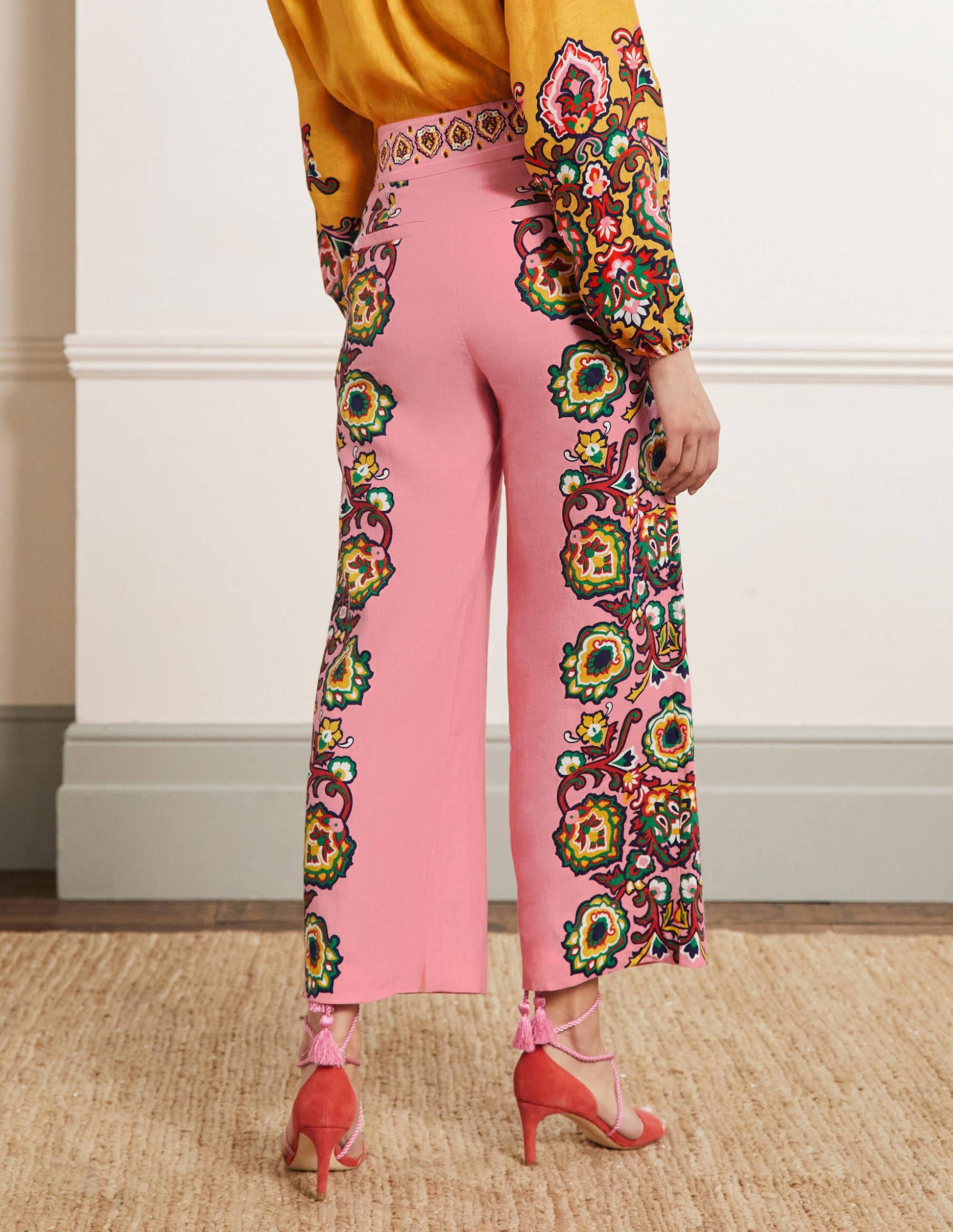 Gemusterte Leinenhose-Azalee, Dekorative Blüten-3