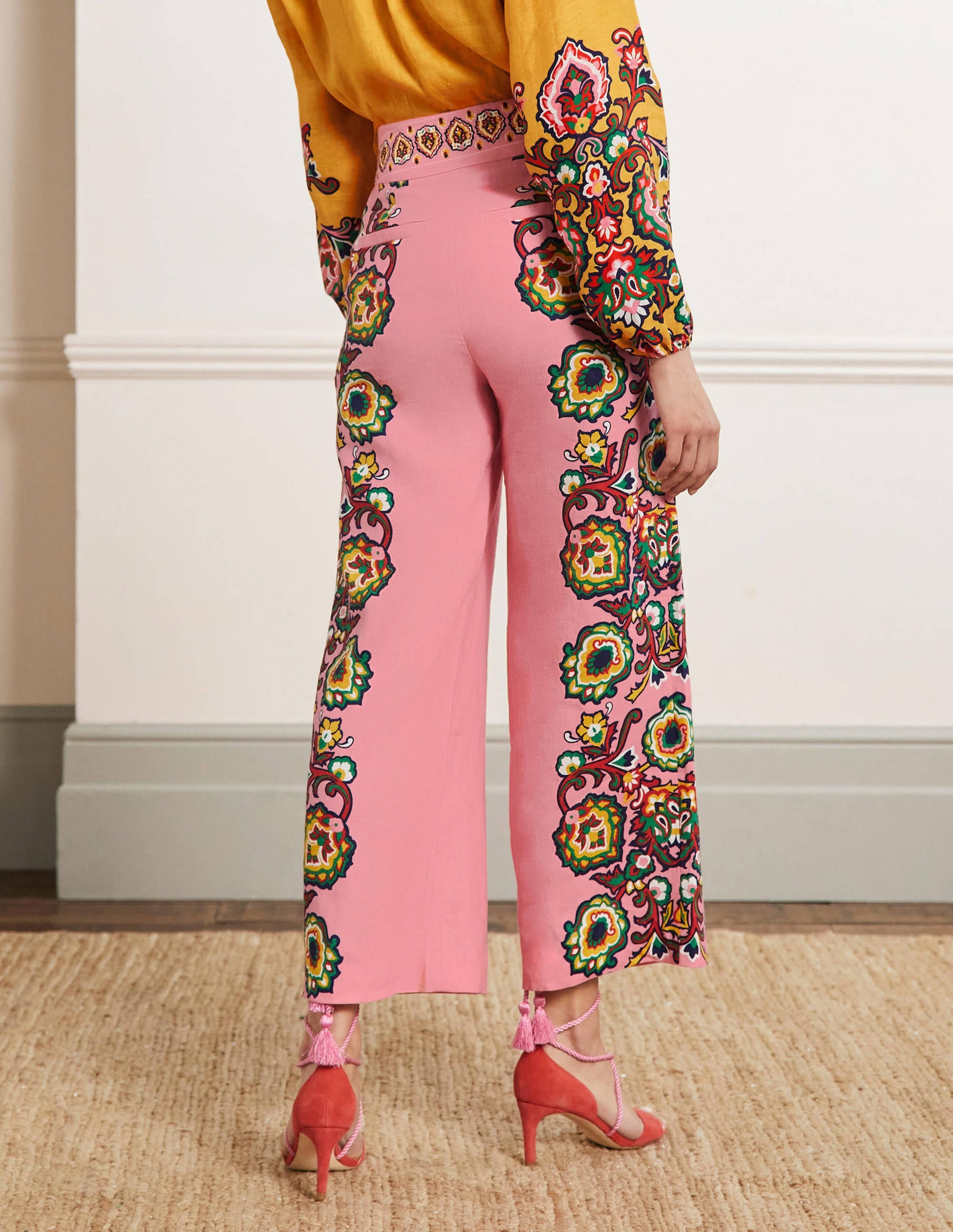 Gemusterte Leinenhose-Azalee, Dekorative Blüten - Image 3