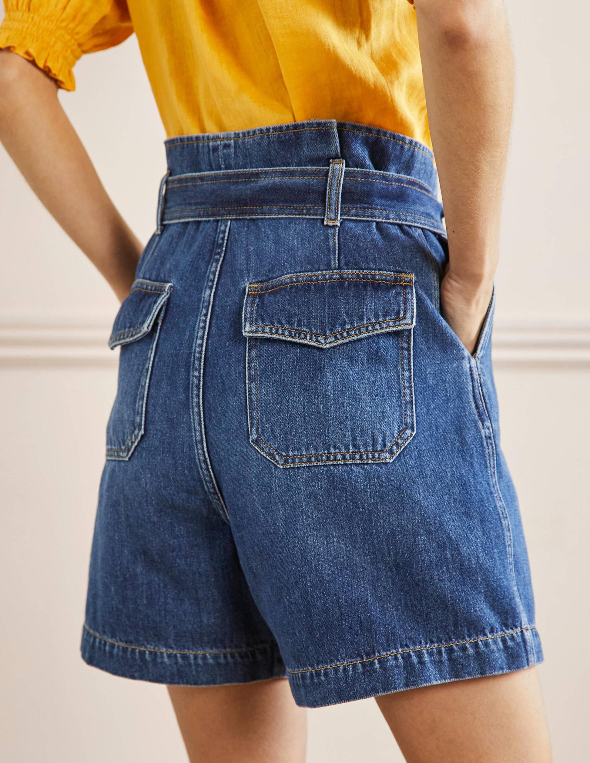 Paperbag High Waisted Shorts-Mid Vintage-3
