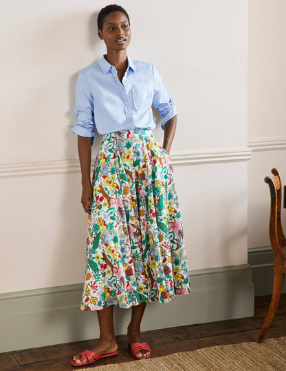 Full Cotton Midi Skirt-Multi, Exotic Paradise-6