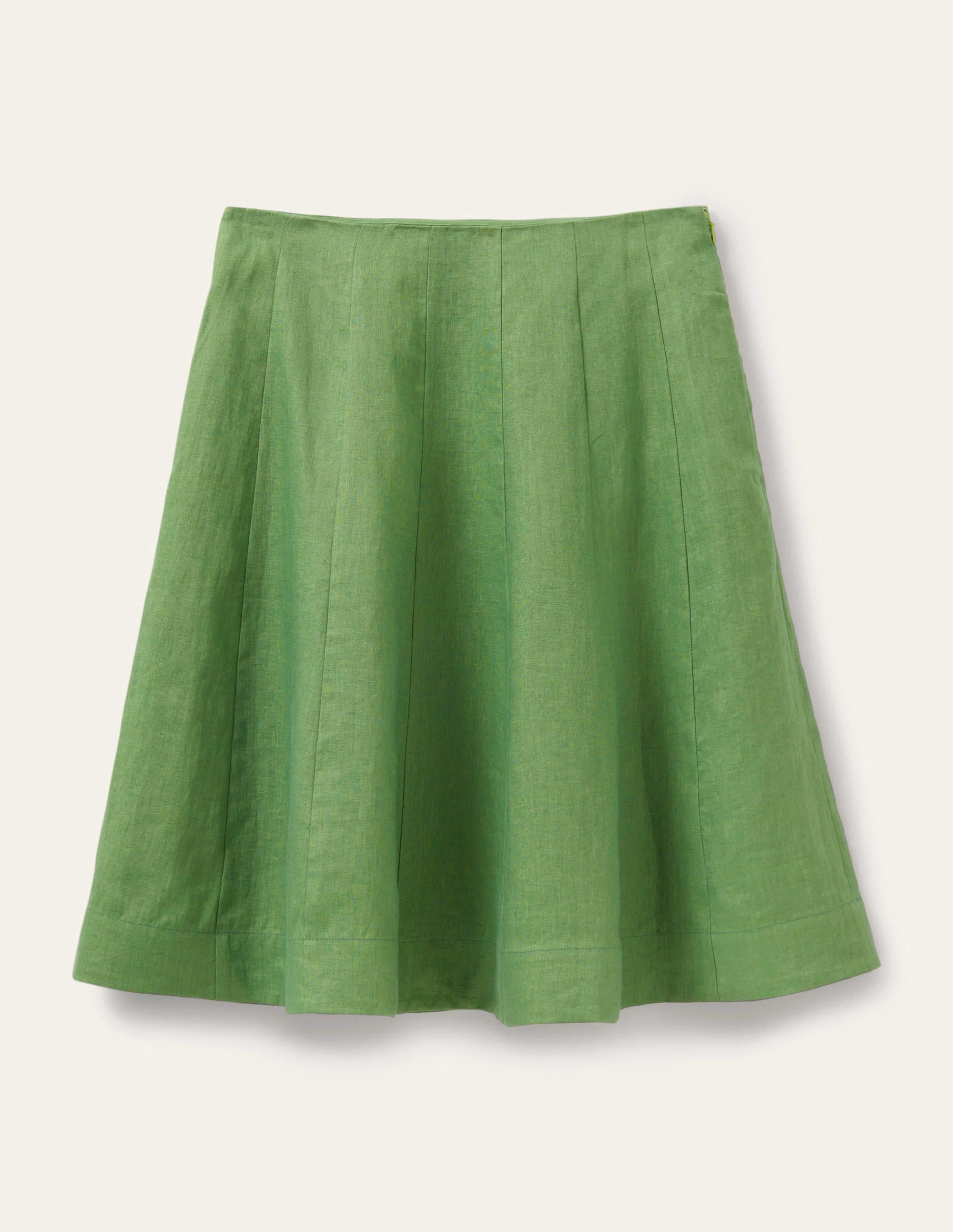 Mini-jupe en lin à empiècements-Vert lierre anglais - Image 6