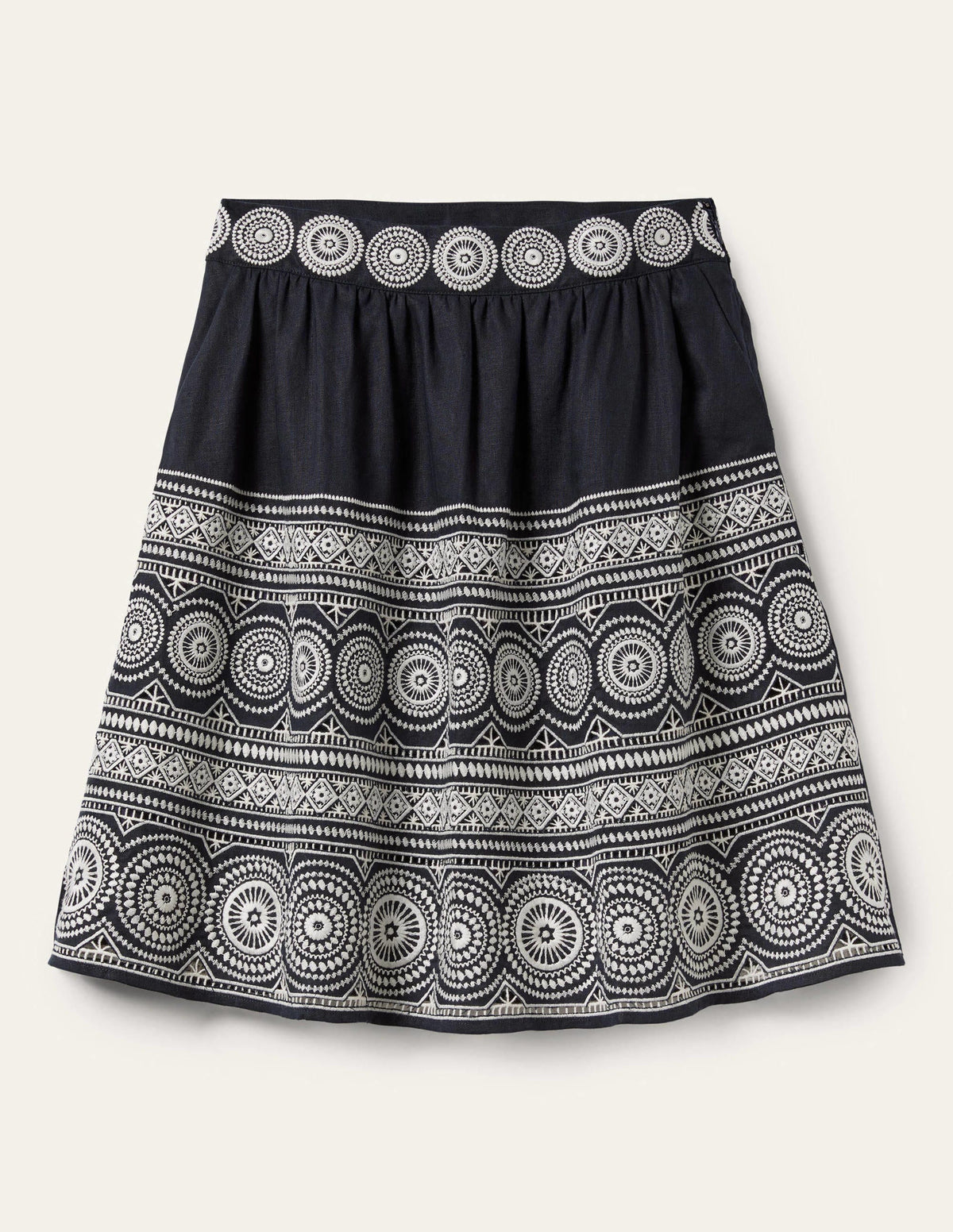 Tamsin Leinenrock mit Stickerei-Navy, Stickerei-6
