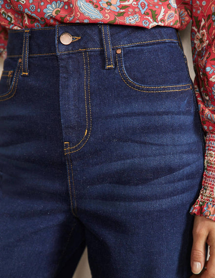 7/8-Jeans mit weitem Bein-Indigoblau