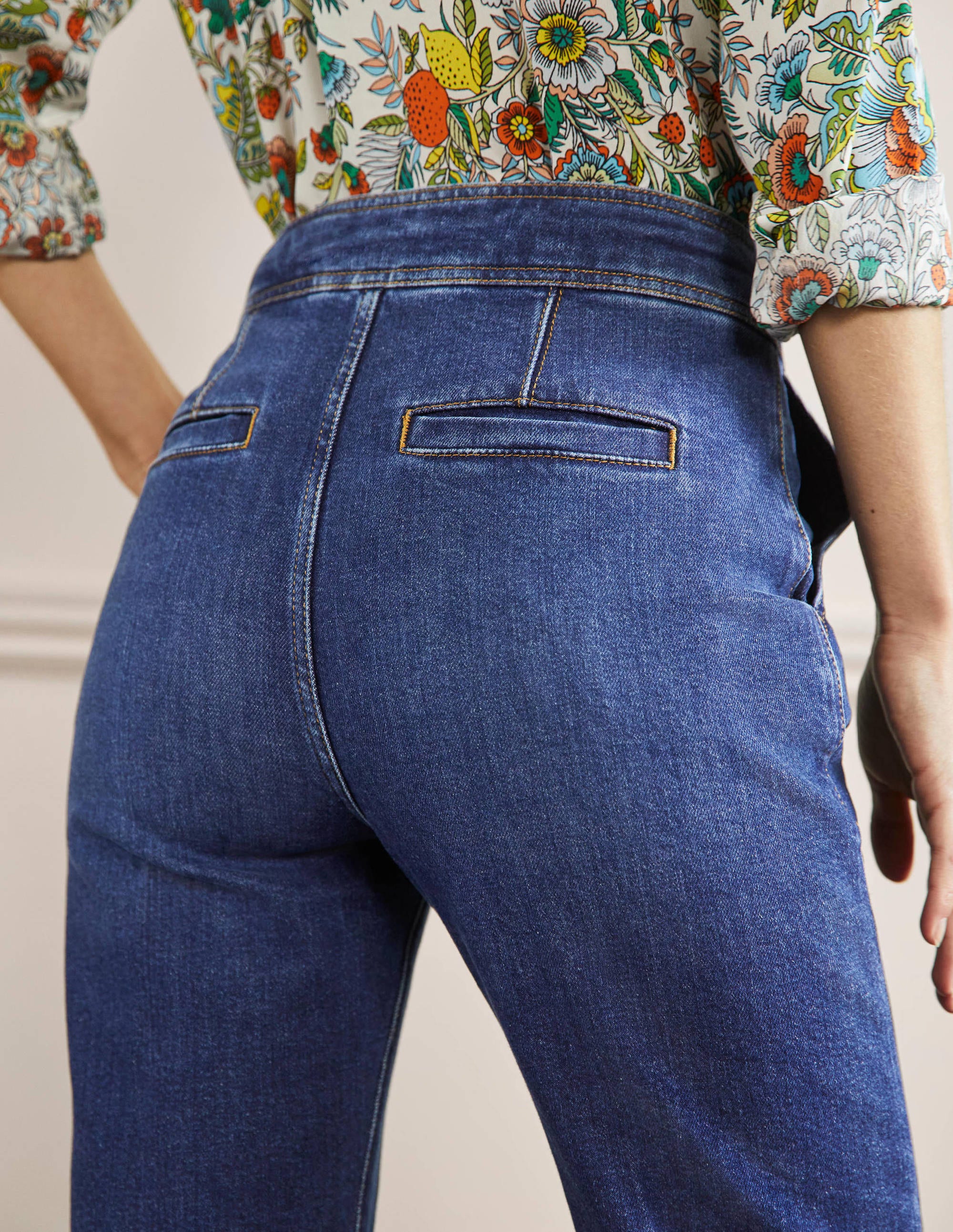 Elegante schmal zulaufende 7/8-Jeans-Dunkles Vintageblau - Image 3