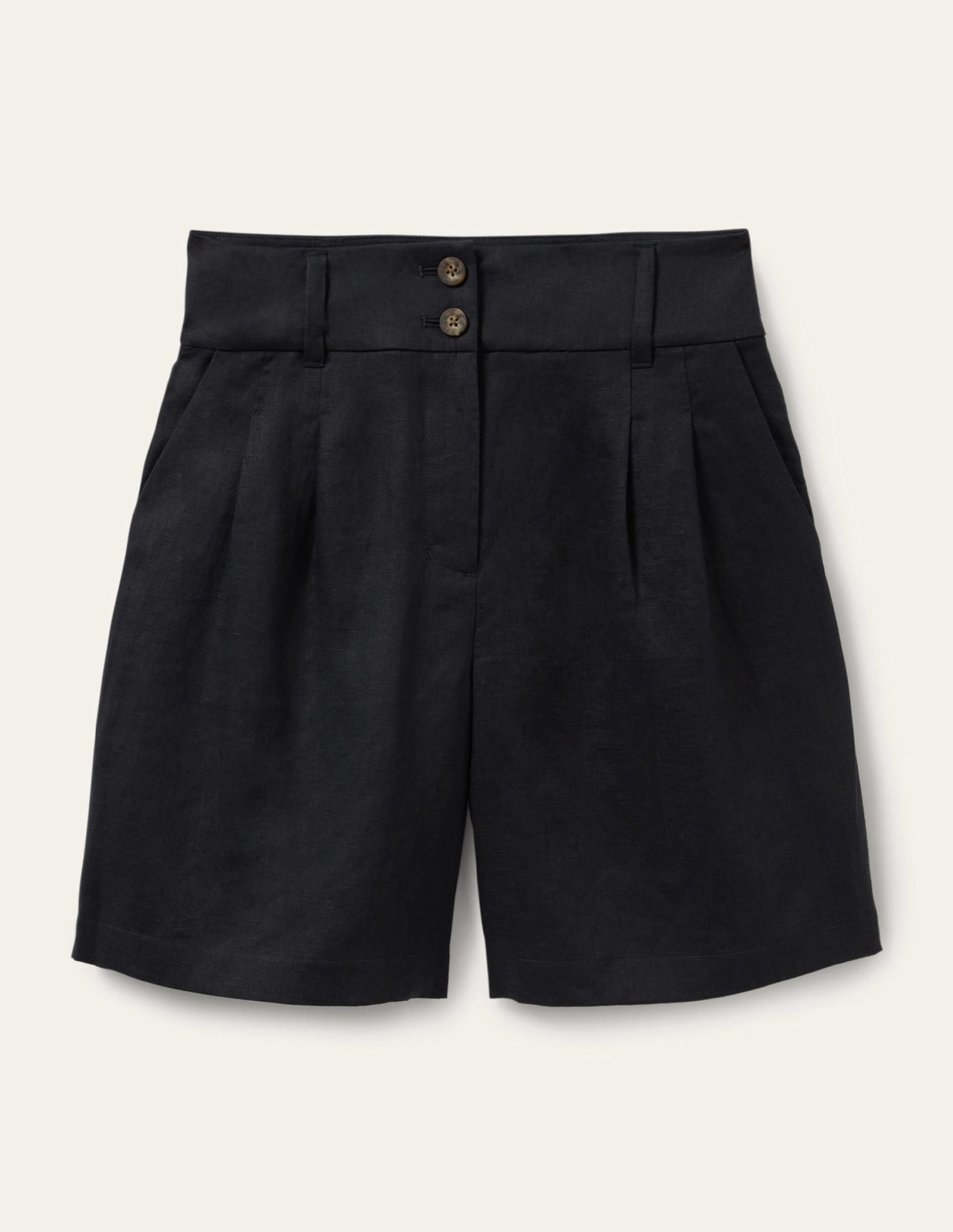 Short plissé en lin-Bleu marine - Image 5