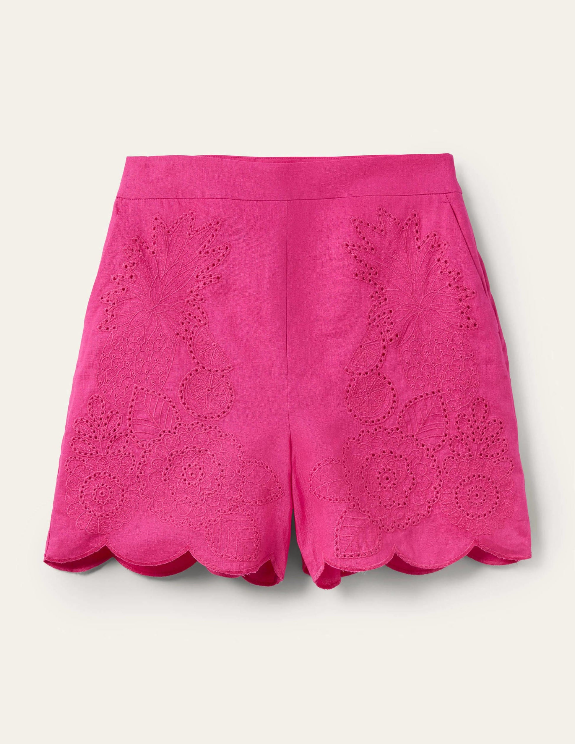 Tamsin Bestickte Shorts-Pink, Tropische Lochstickerei-6