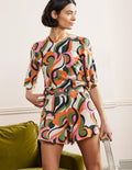 Short Cara en maille-Motif Abstract Swirl, multi