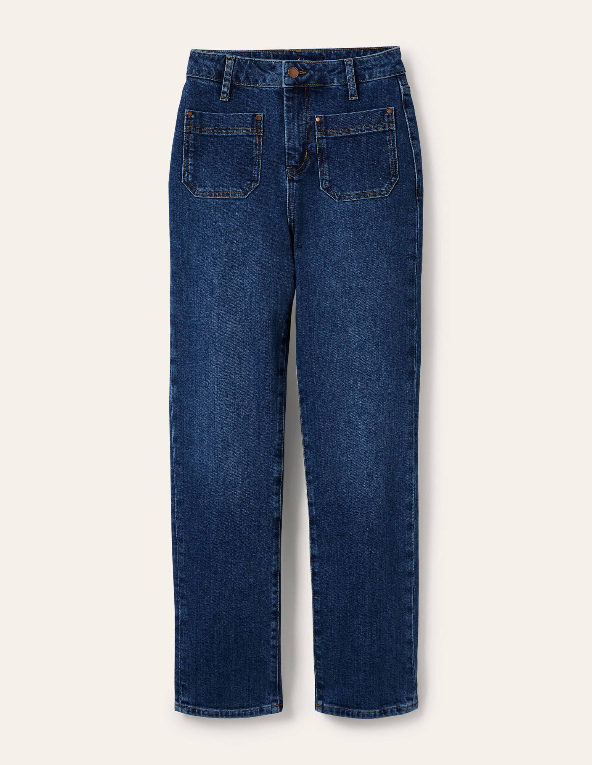 Jeans mit geradem Bein und aufgesetzten Taschen-Mittleres Vintageblau - Image 6