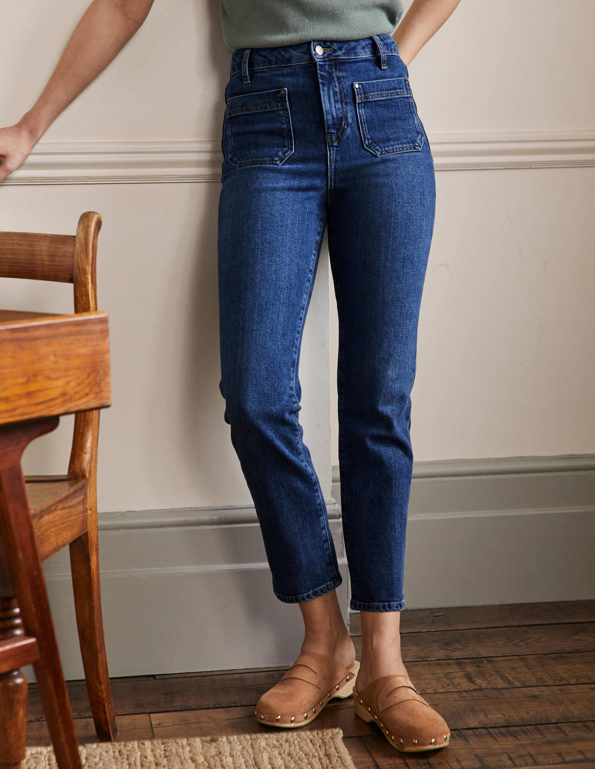 Jeans mit geradem Bein und aufgesetzten Taschen-Mittleres Vintageblau - Image 4