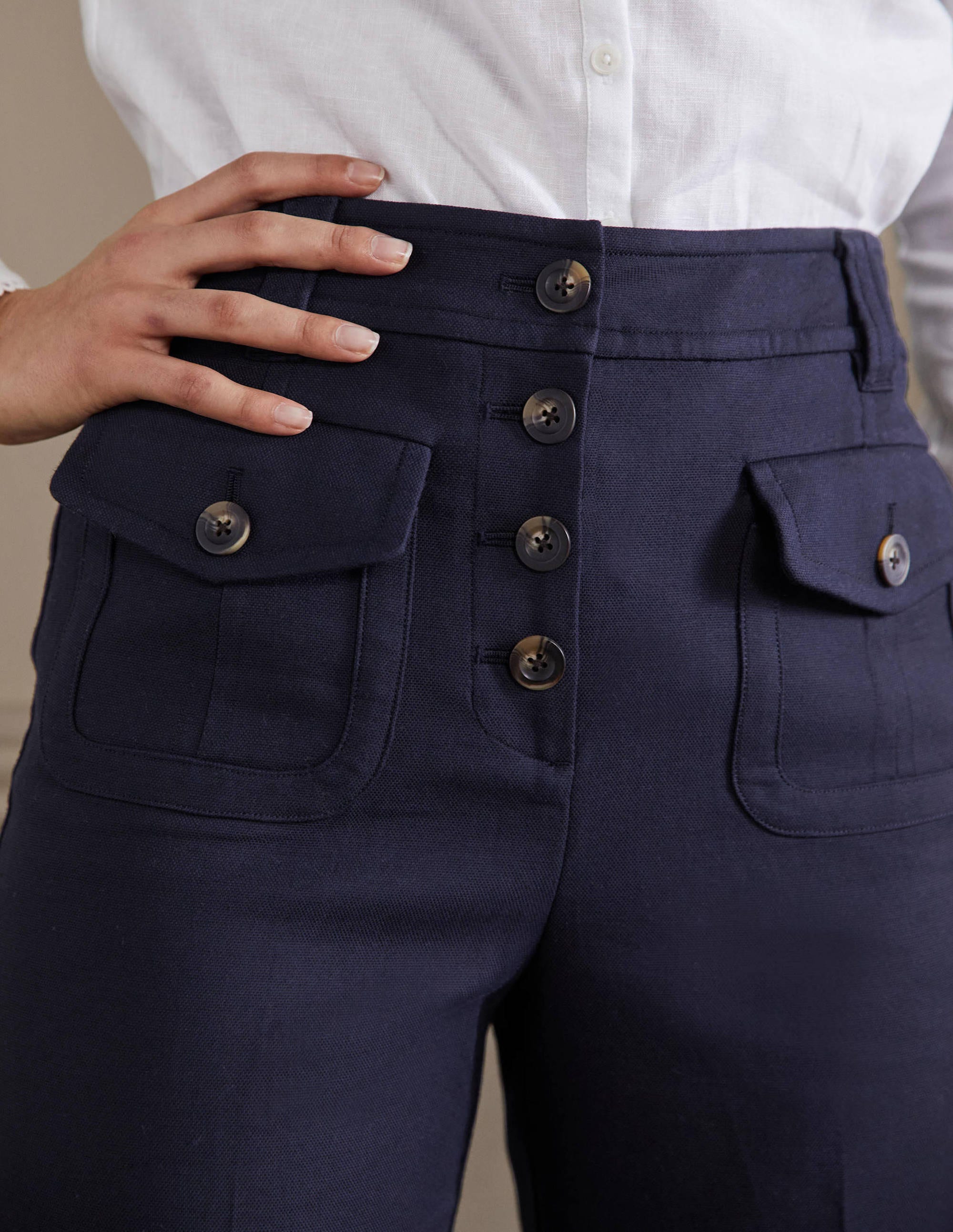 Pantalon Carrie taille haute-Bleu marine - Image 2