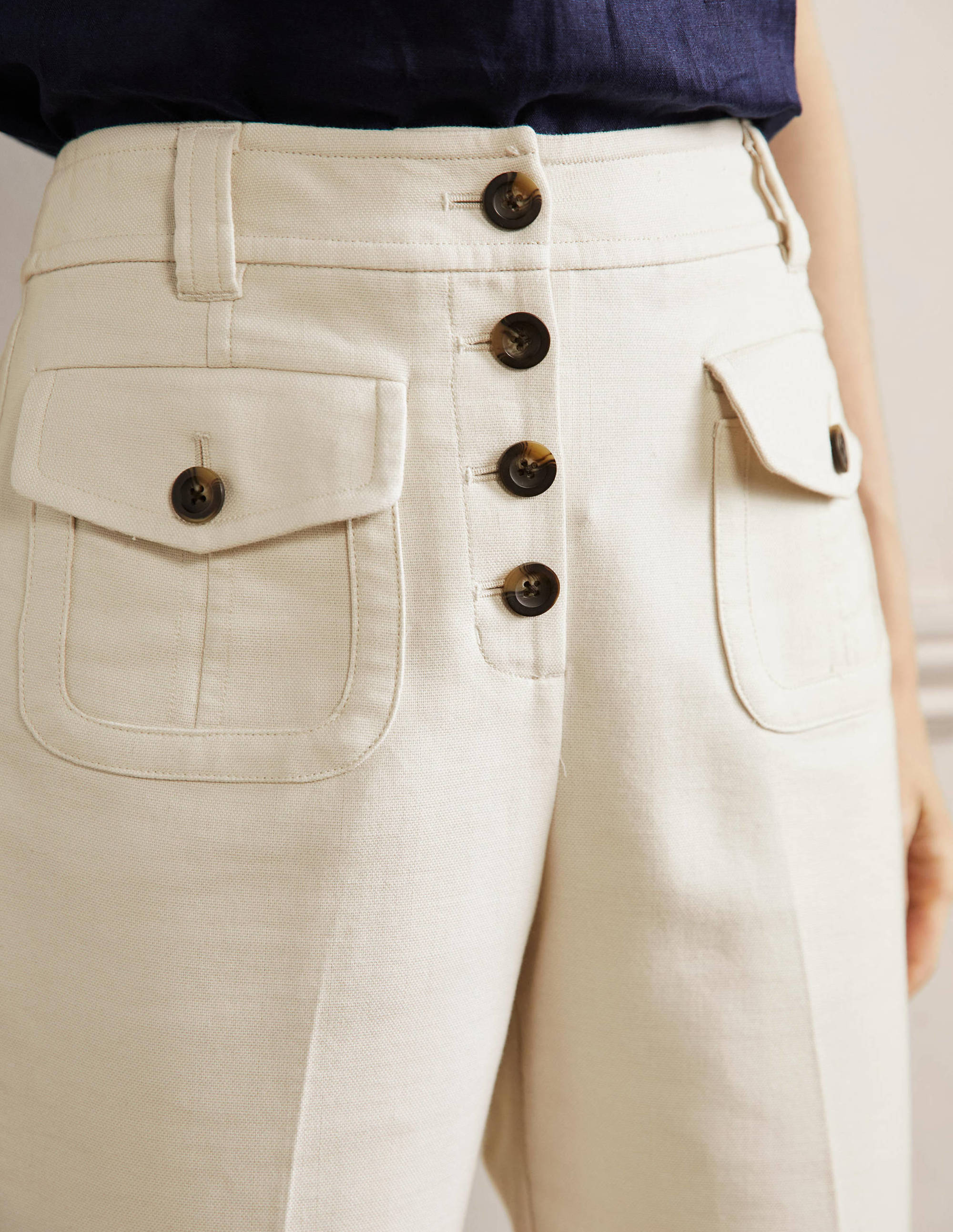 Carrie High Waisted Trousers-Meringue - Image 2