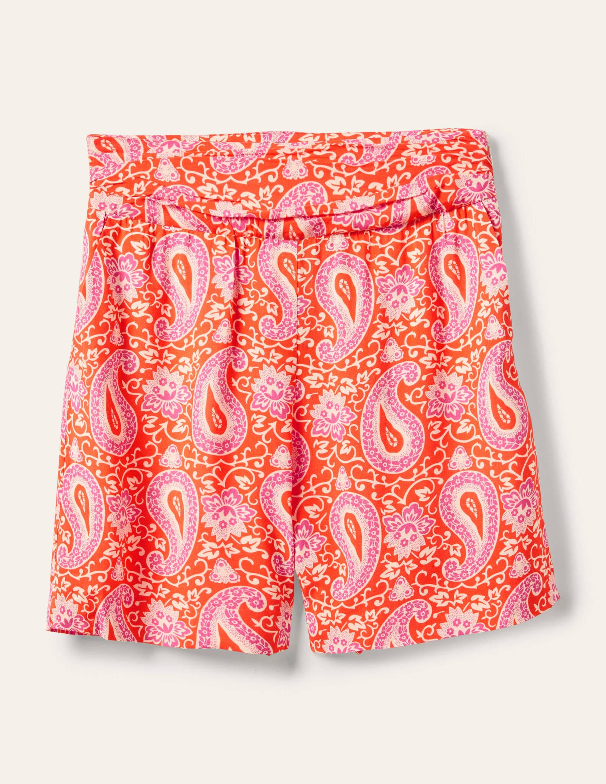 Short à ceinture froncée-Papaye, motif Enchanting Paisley - Image 5