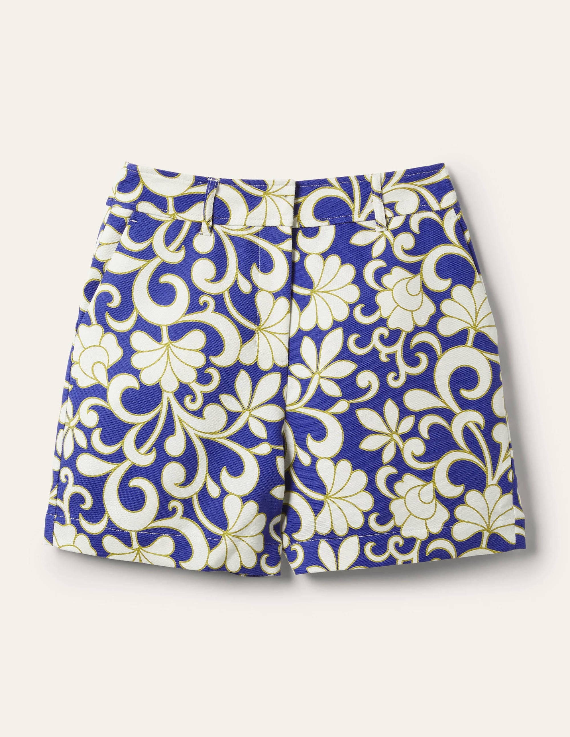 Carrie High Waisted Shorts-Atlantic Ocean, Abstract Petal - Image 5