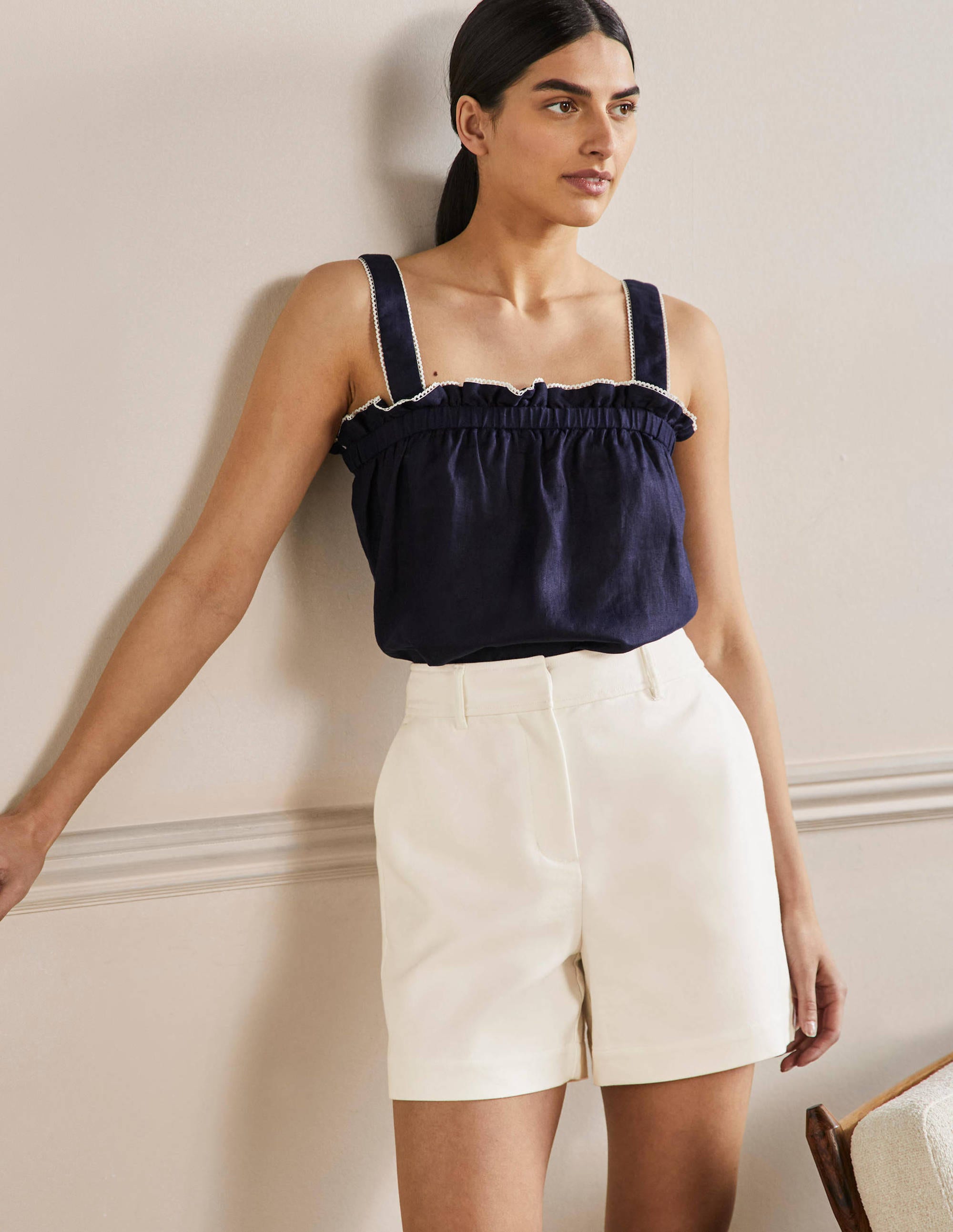Carrie Hoch geschnittene Shorts-Naturweiß - Image 1
