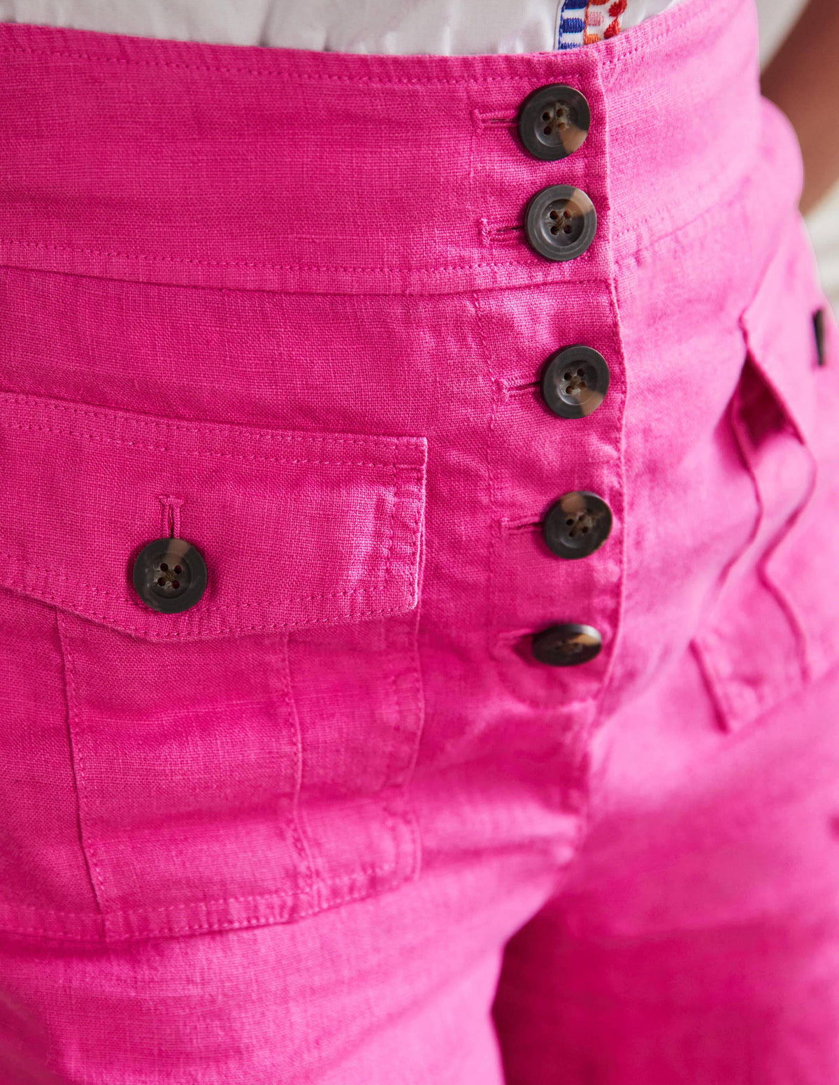 Leinenshorts mit hoher Taille-Beerenpink-2