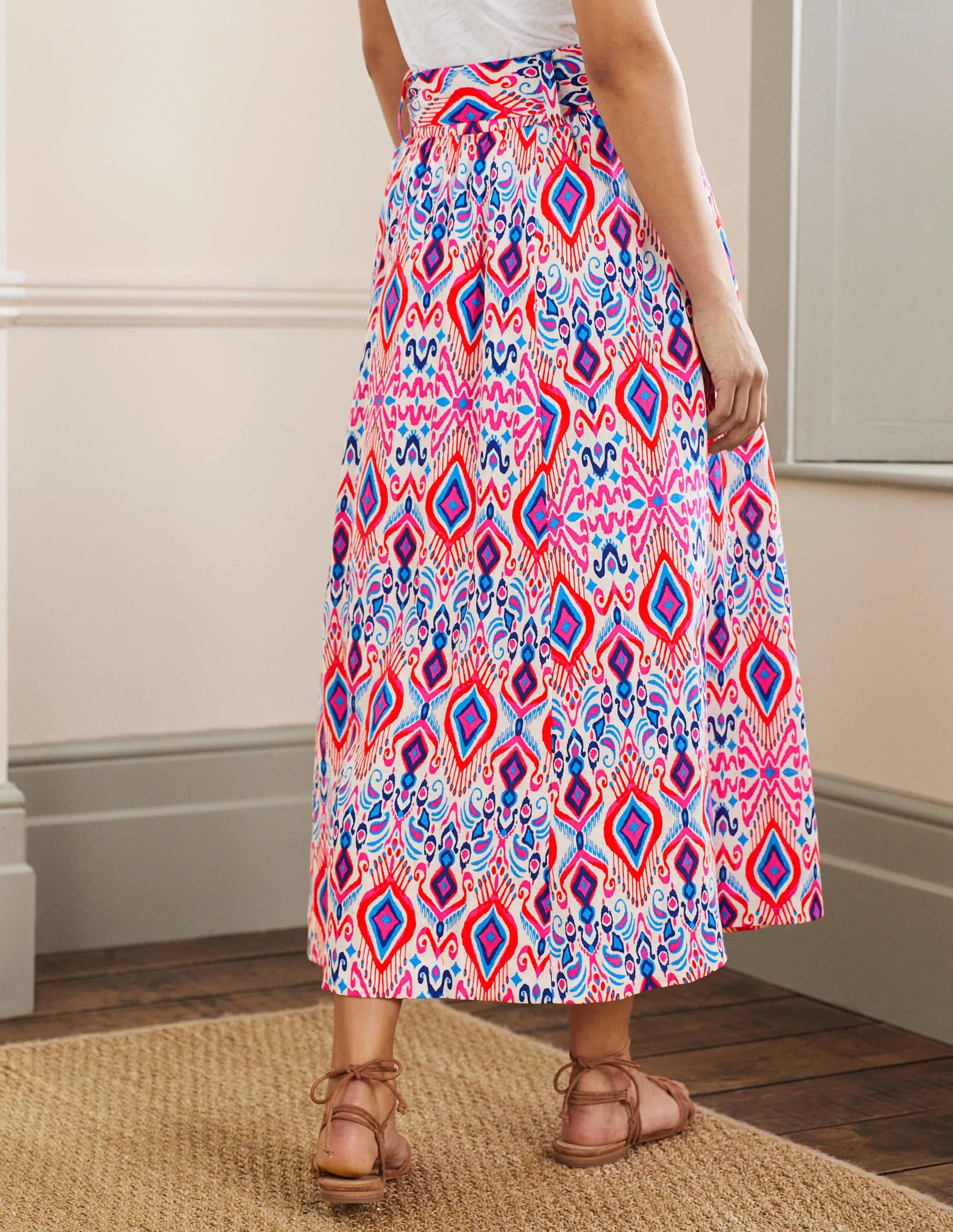 Jupe midi Rosemary en lin-Motif Ikat Paradise - Image 3