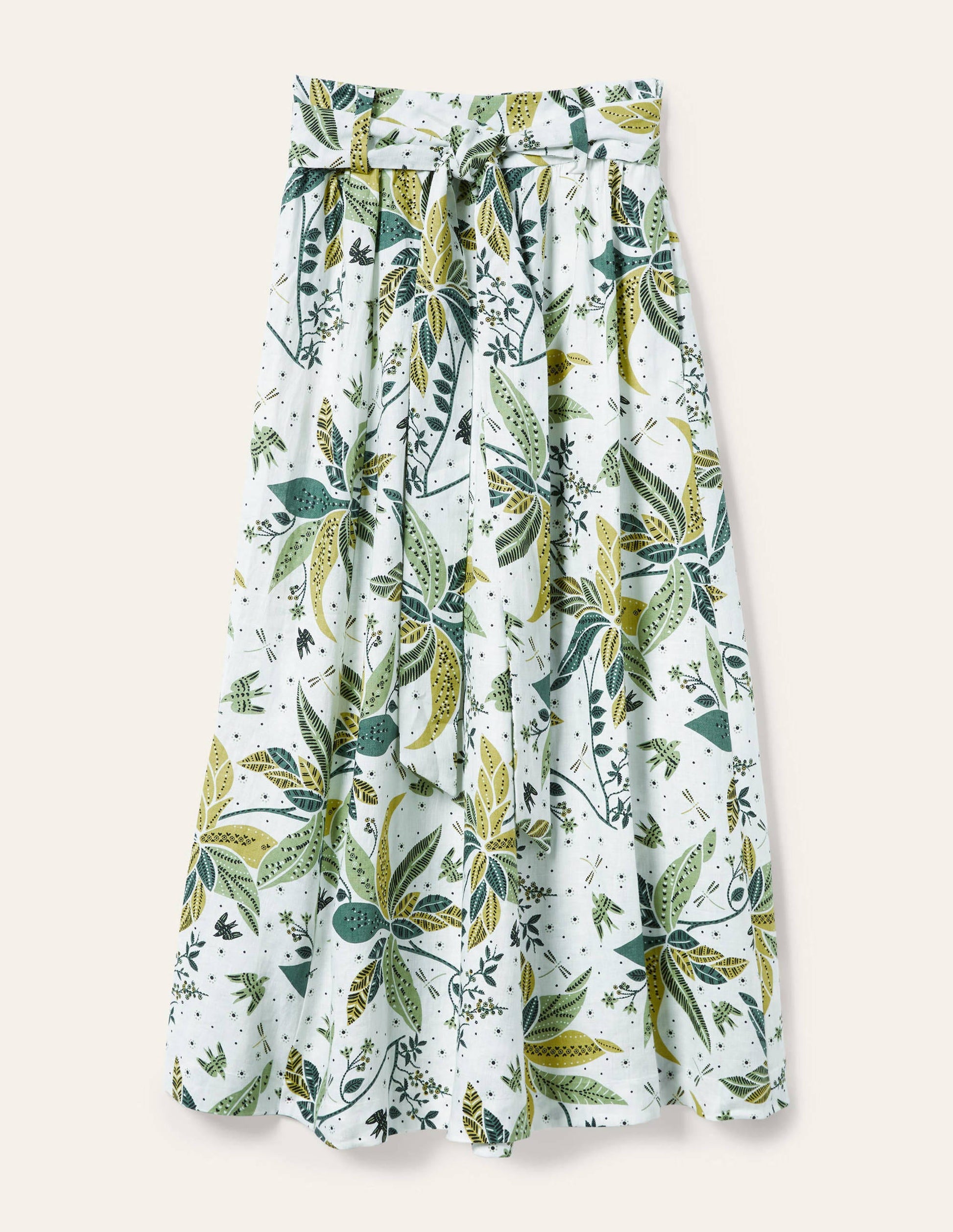 Jupe midi Rosemary en lin-Carambole, motif Oriental Cascade-6