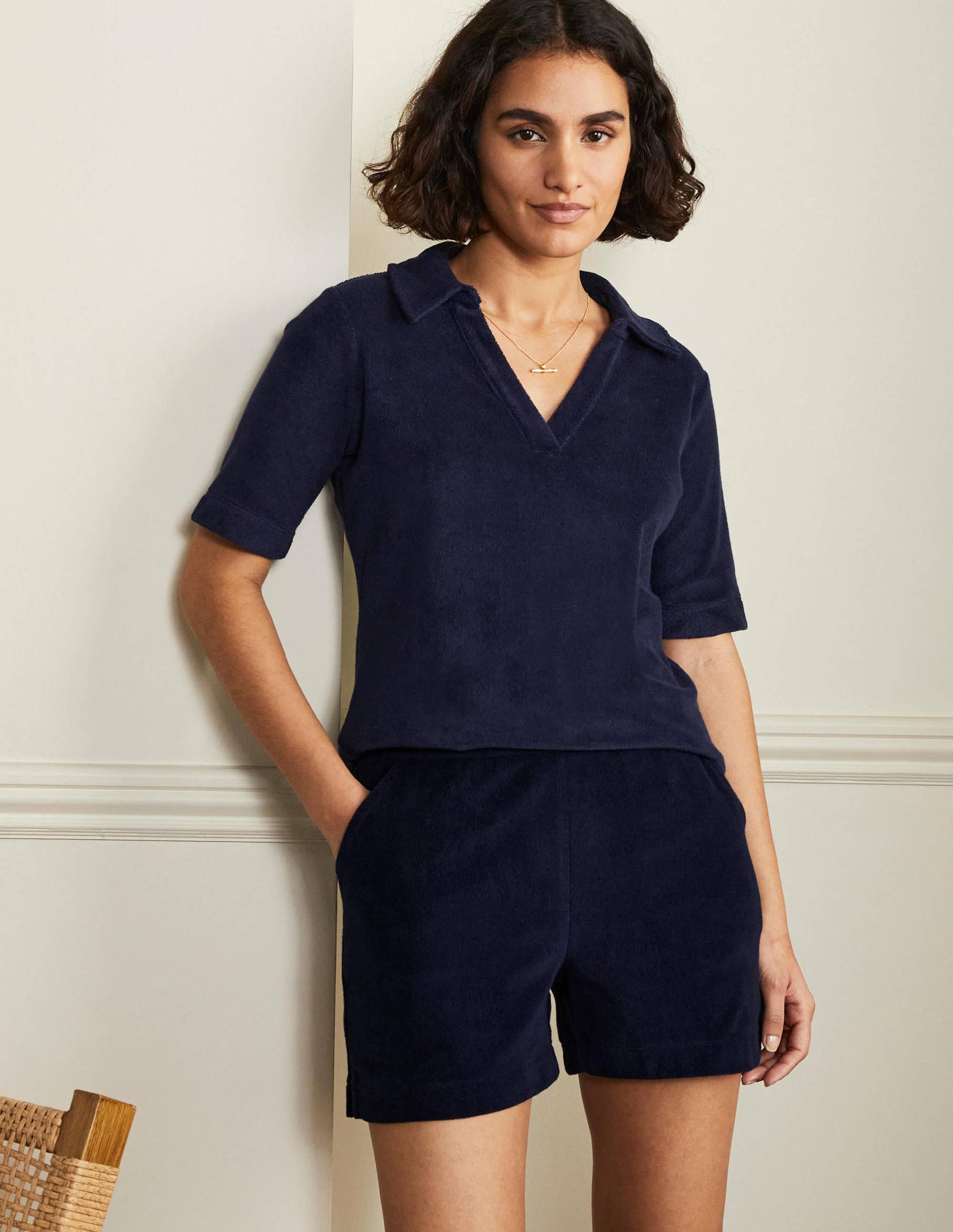 Short Erica en éponge-Bleu marine-1